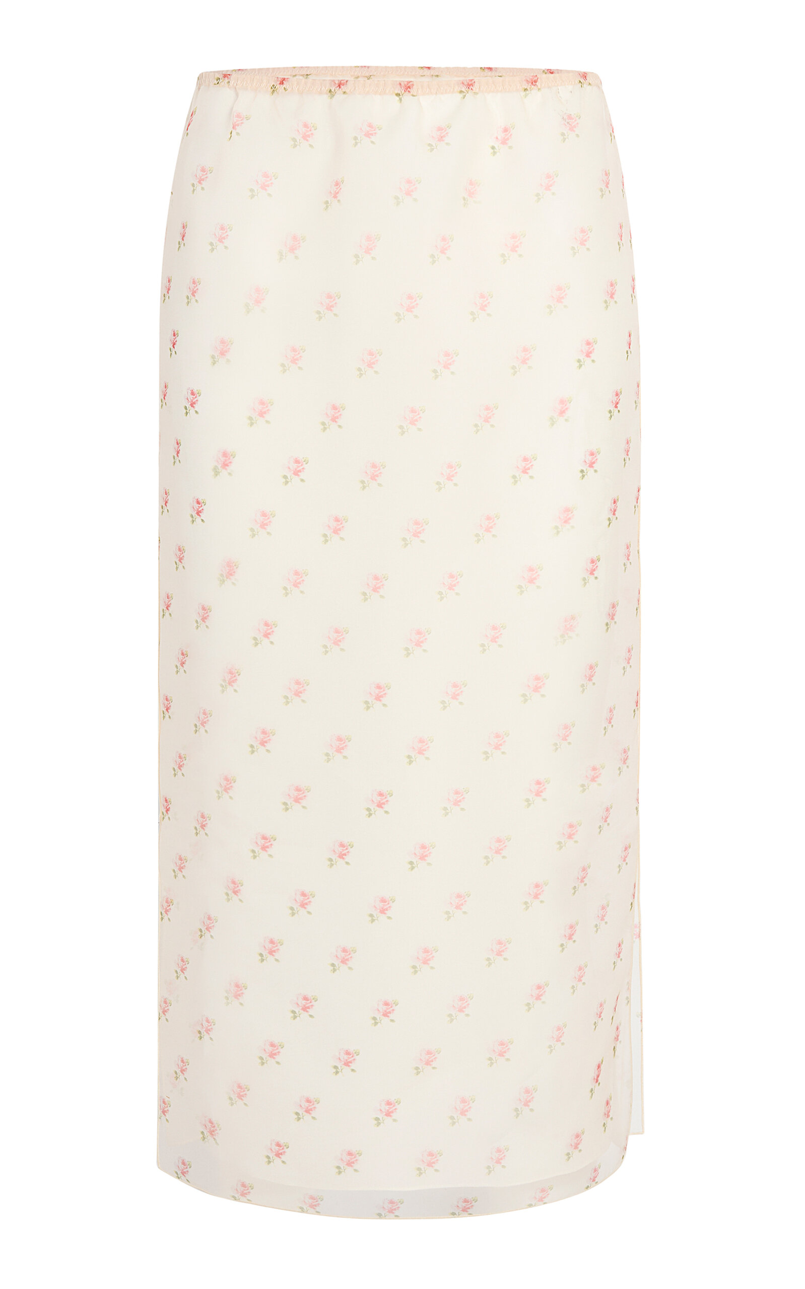 Khaite Sydni Floral-printed Silk Organza Midi Skirt In Pink