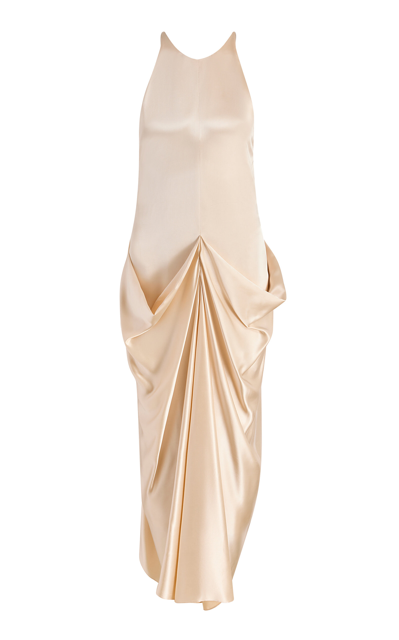 Khaite Kent Draped Satin Maxi Dress In Pink