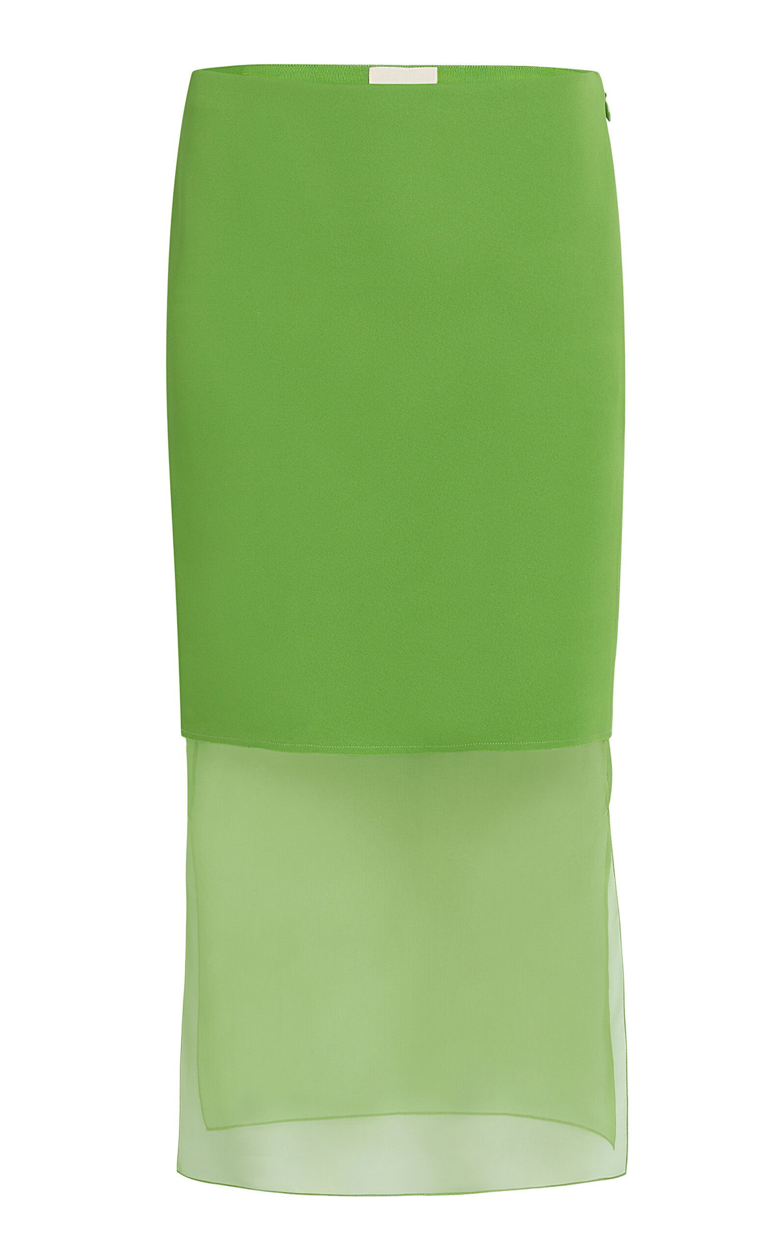 Khaite Sybil Crepe Satin Midi Skirt In Green