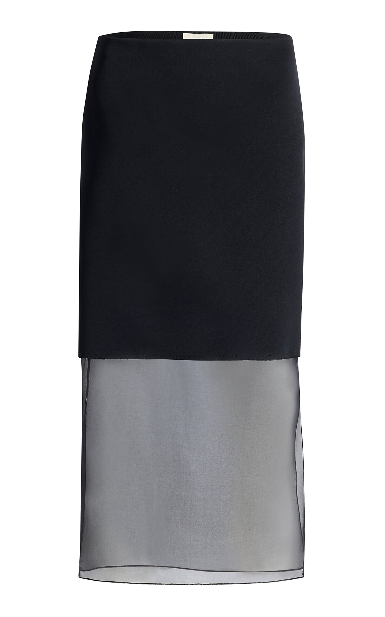 Khaite Sybil Crepe Satin Midi Skirt In Black