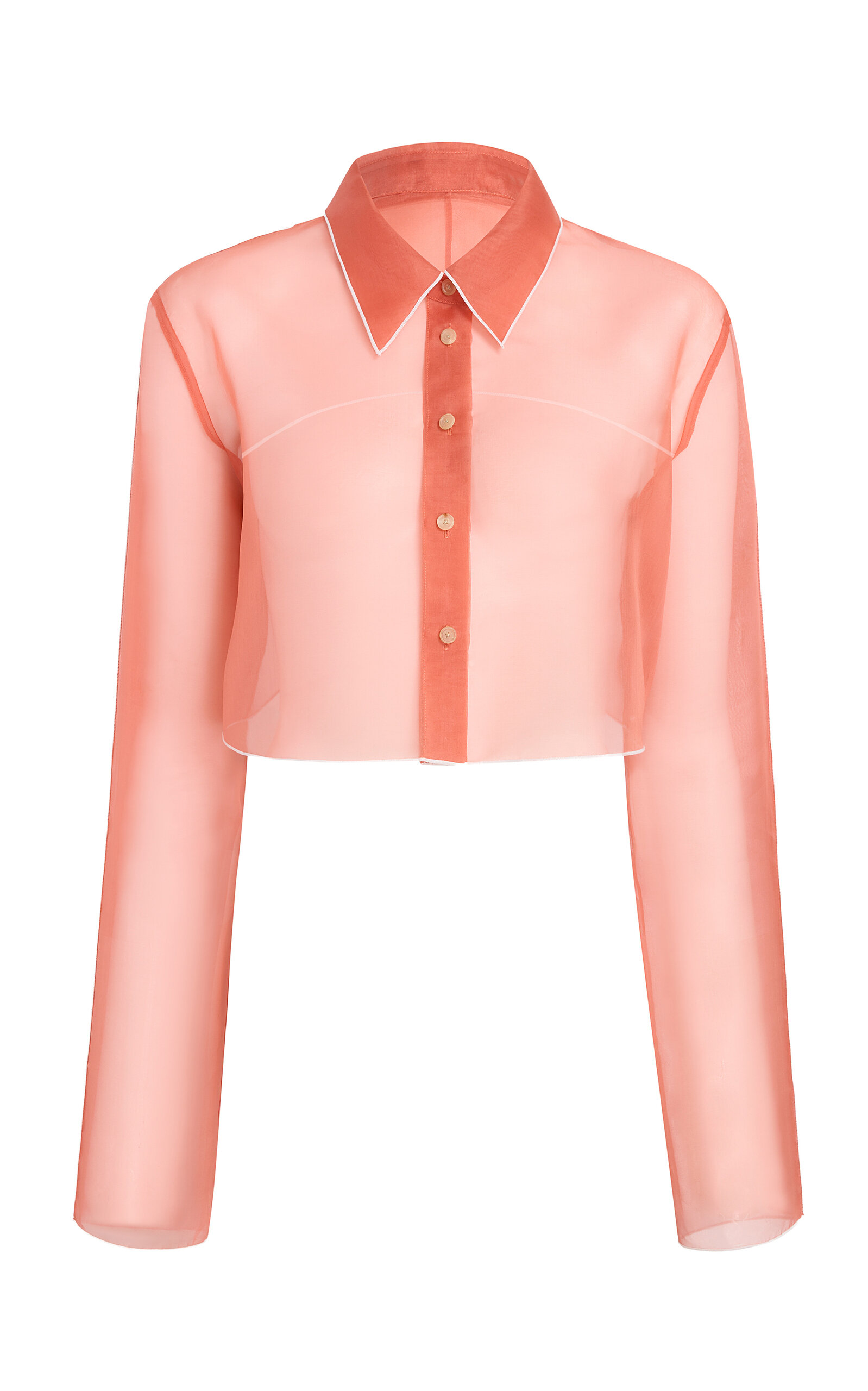 Khaite Fritz Cropped Silk Organza Shirt