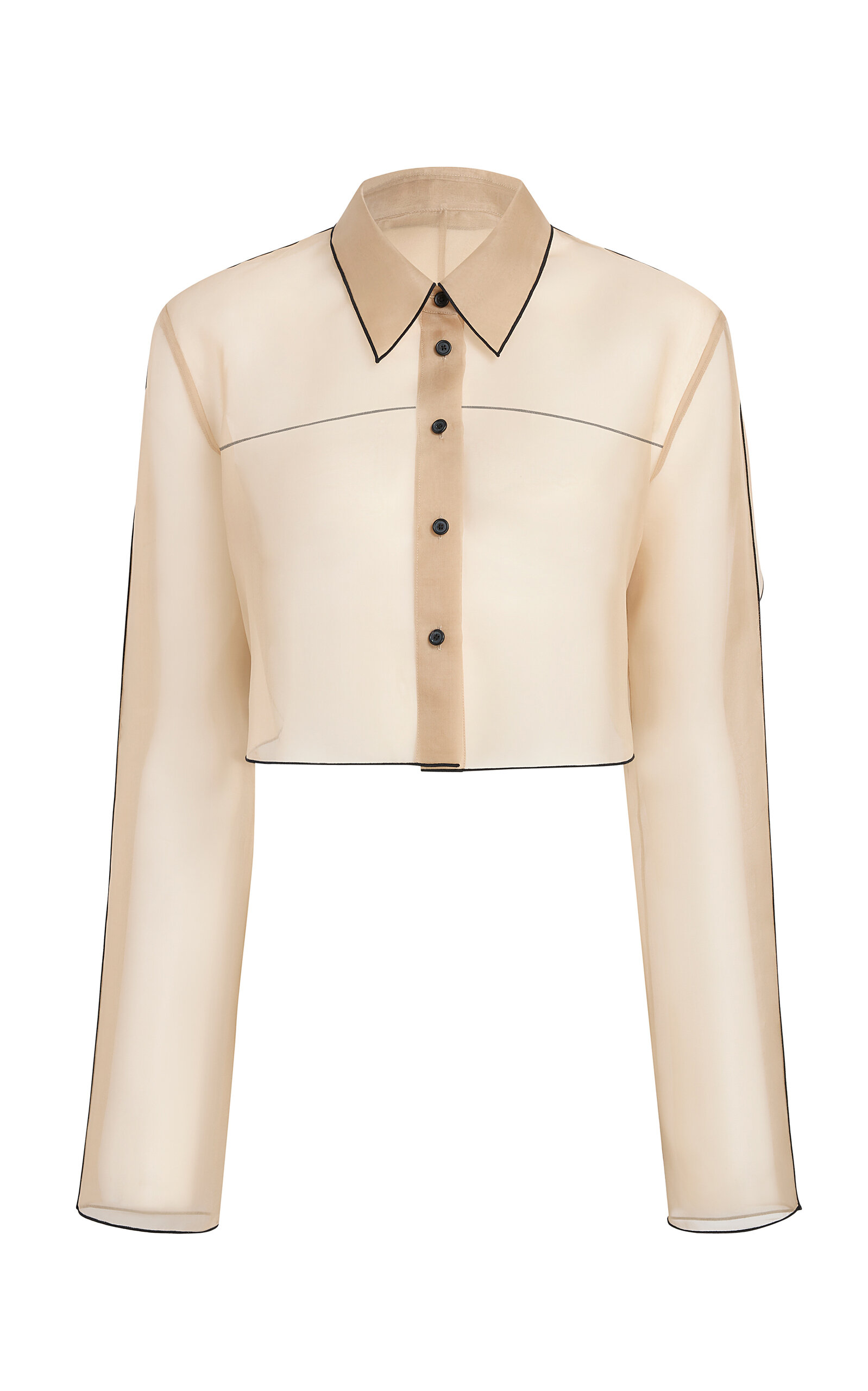 Khaite Fritz Cropped Silk Organza Shirt In Neutral
