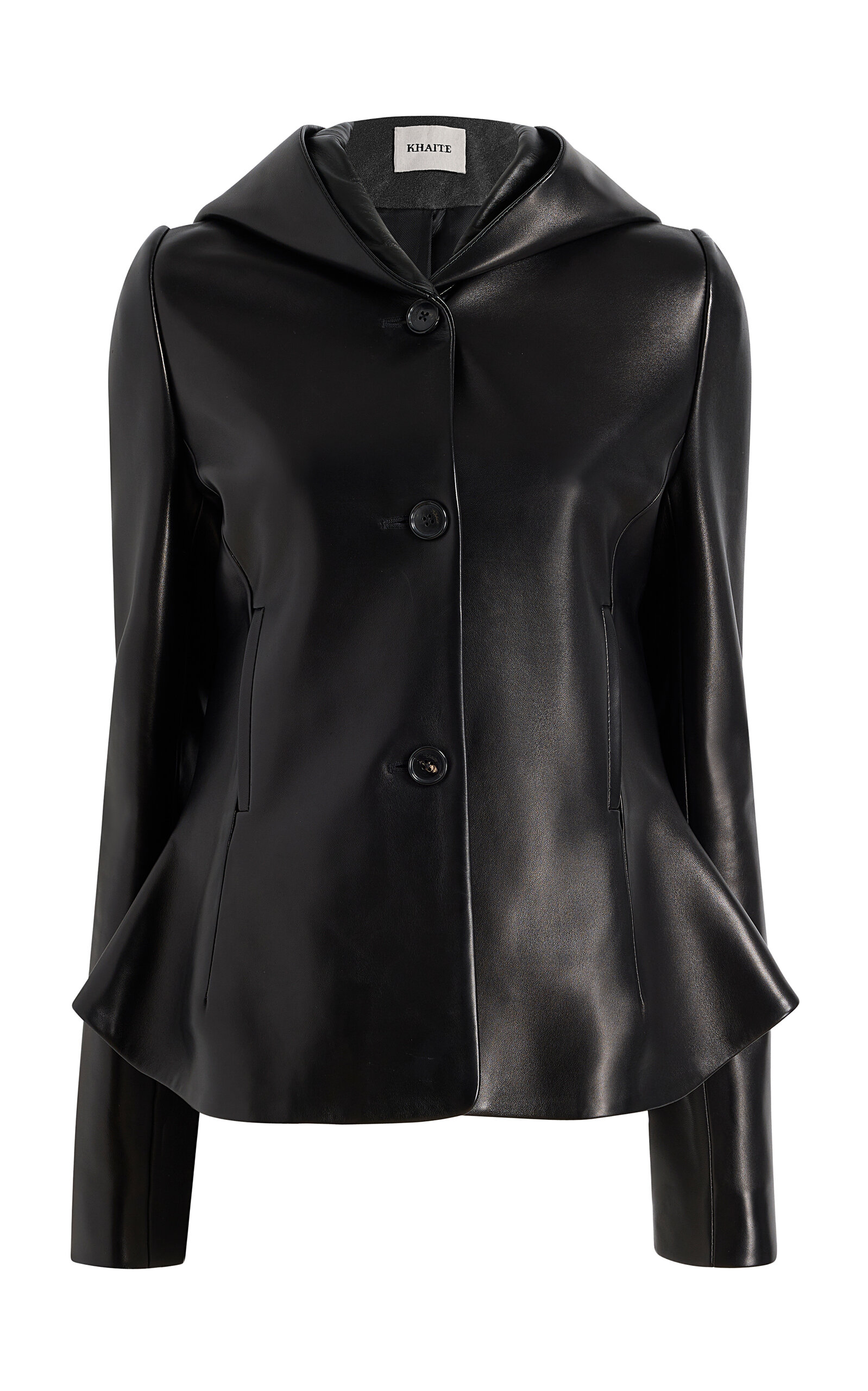 Khaite June Hooded Plonge Leather Jacket - Black