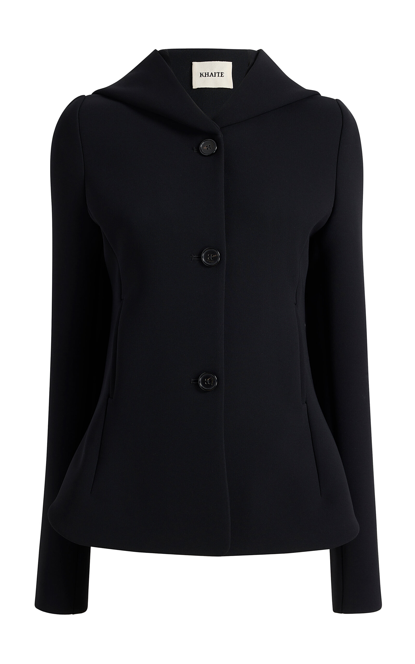Khaite June Hooded Crepe Jacket In Blue
