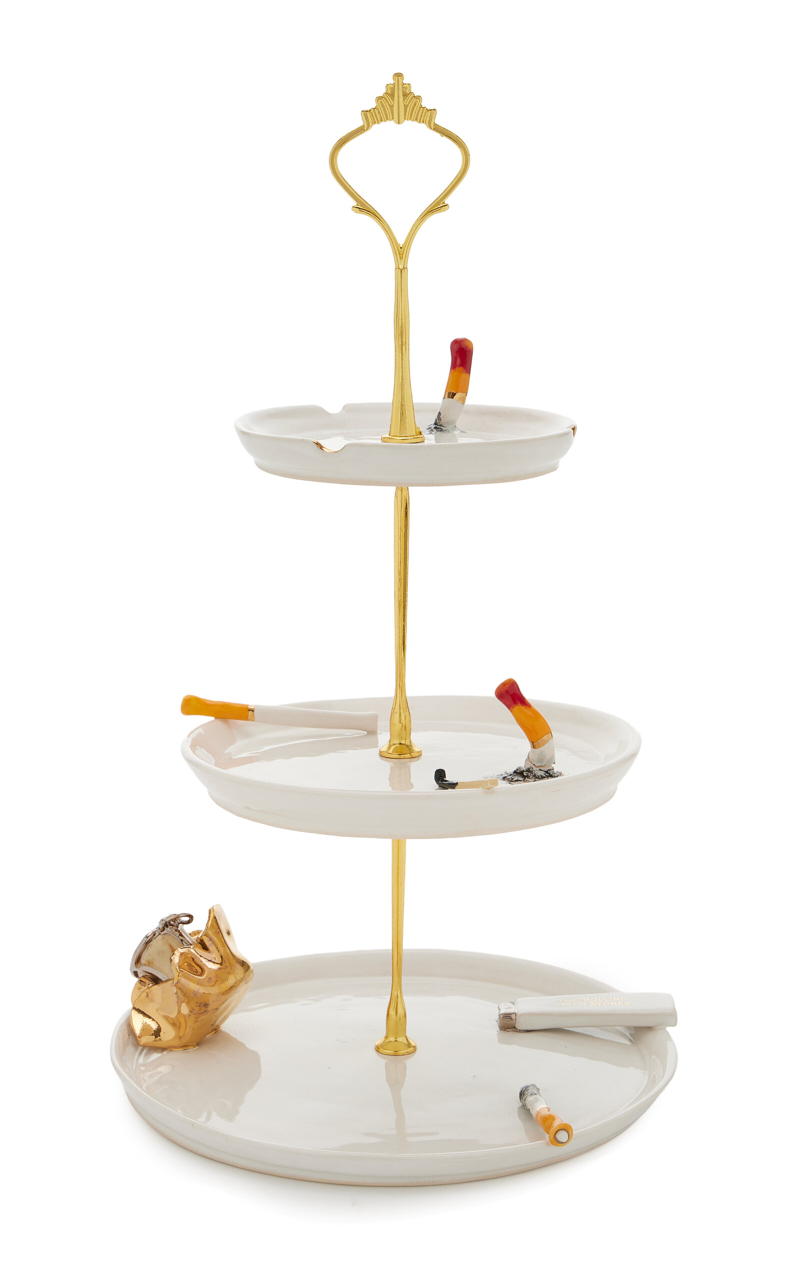 The Rolling And The Stoned Three Layered High Tea Cigarette Stand In Multi