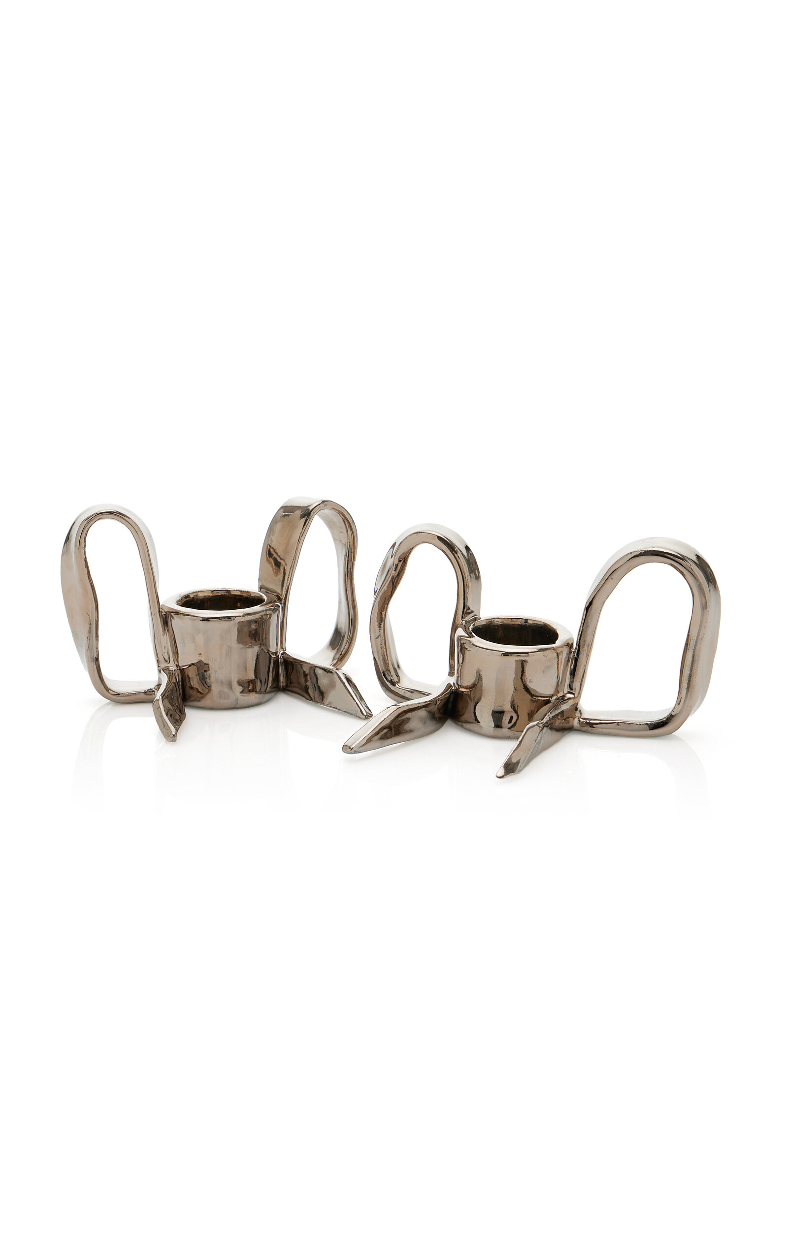 The Rolling And The Stoned Ribbon Candlestick Holders (pair) In Multi