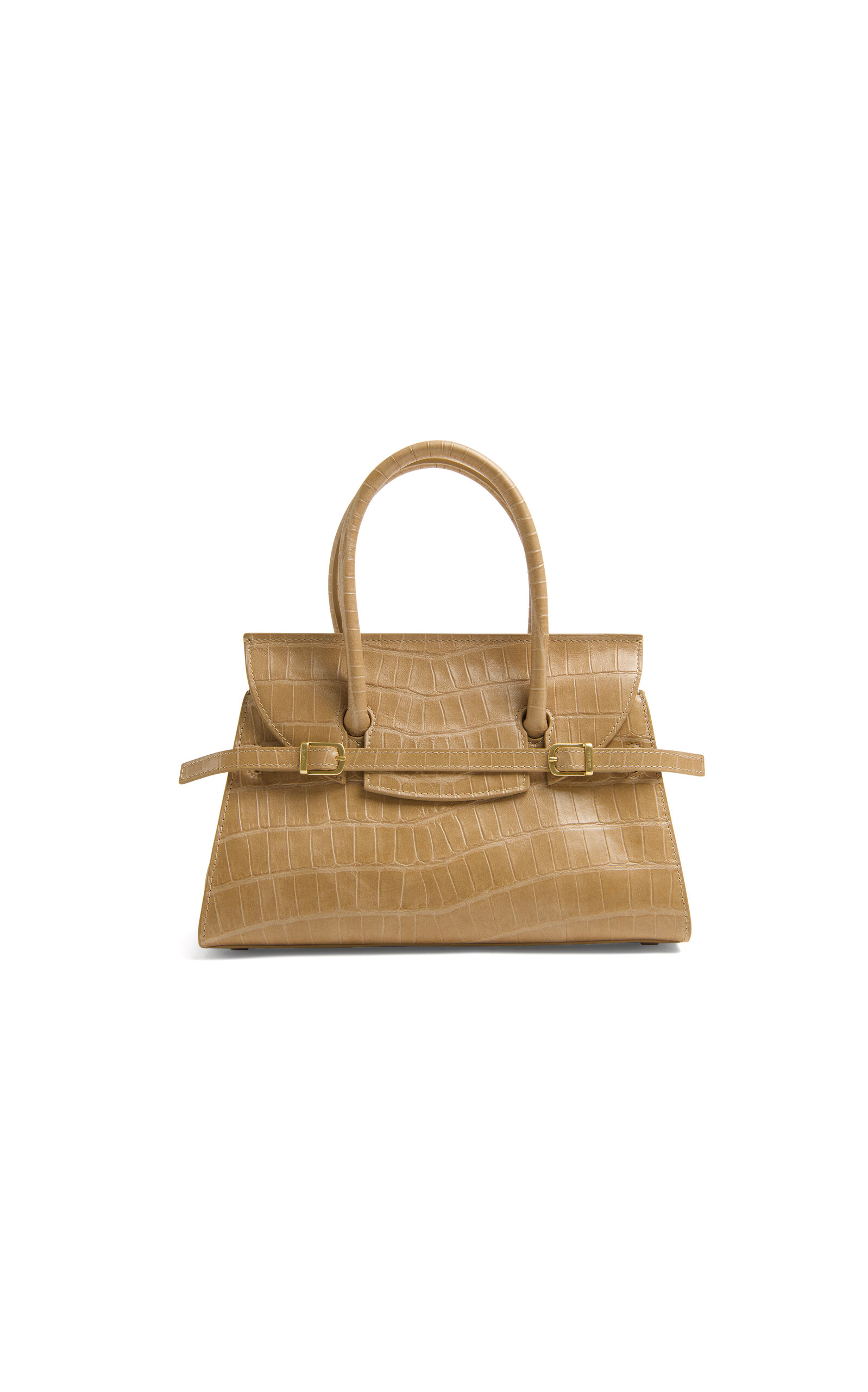 SIMKHAI River Small Croc Embossed Leather Top Handle Bag - Tan - OS