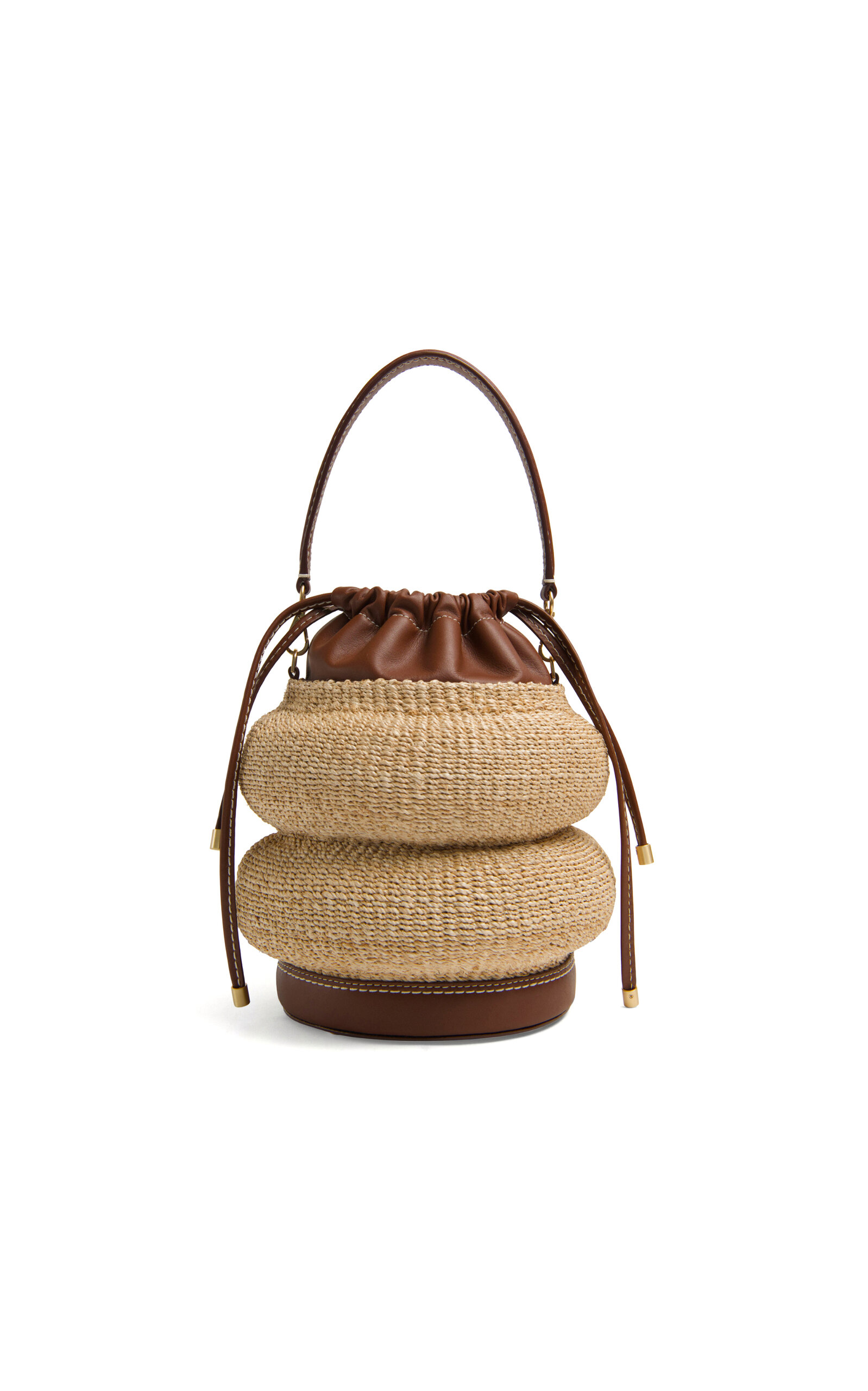 SIMKHAI Mira Mini Abaca Combo Bucket Bag - Brown - OS