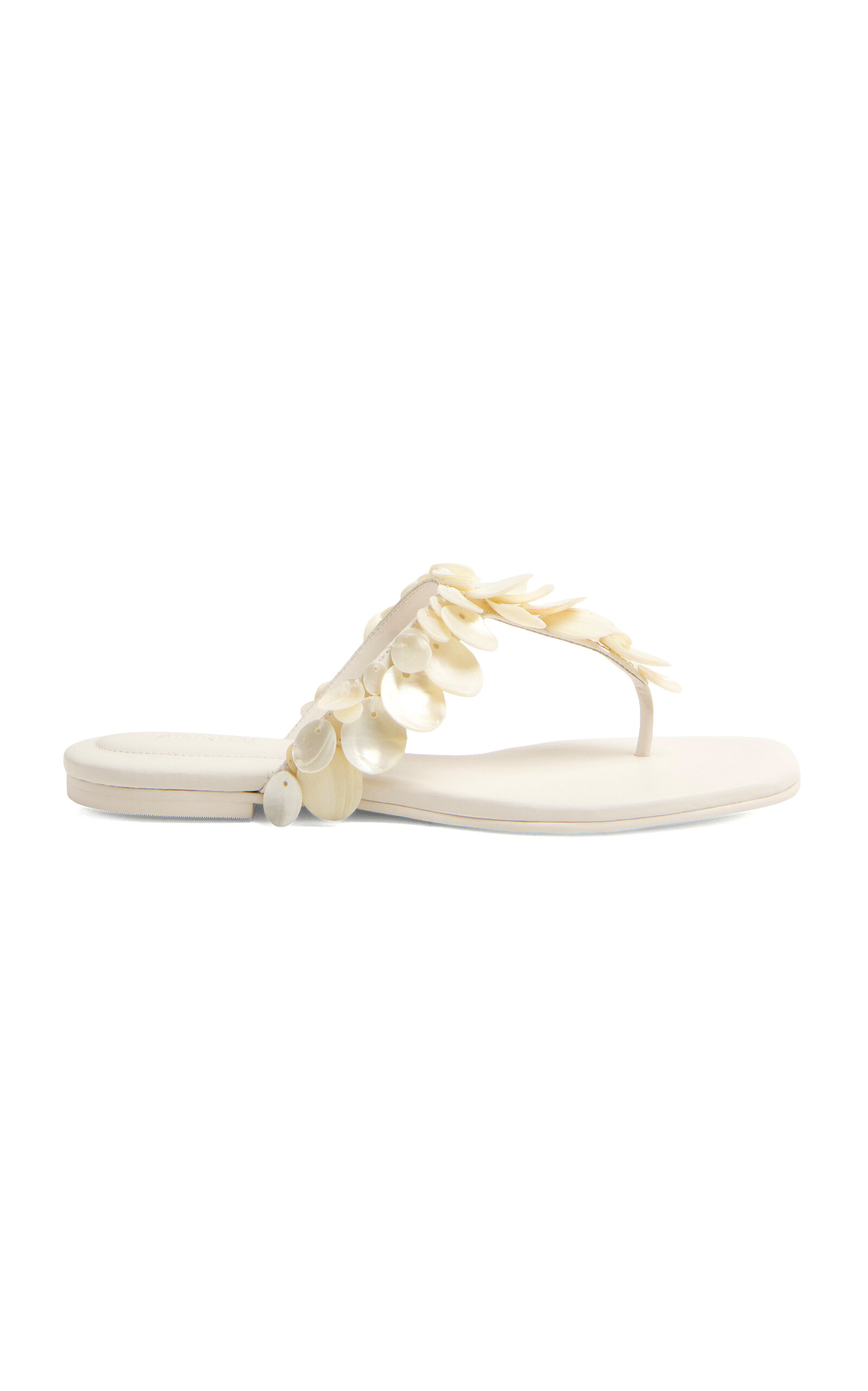 Simkhai Elin Natural Shell Beaded Thong Sandal In White
