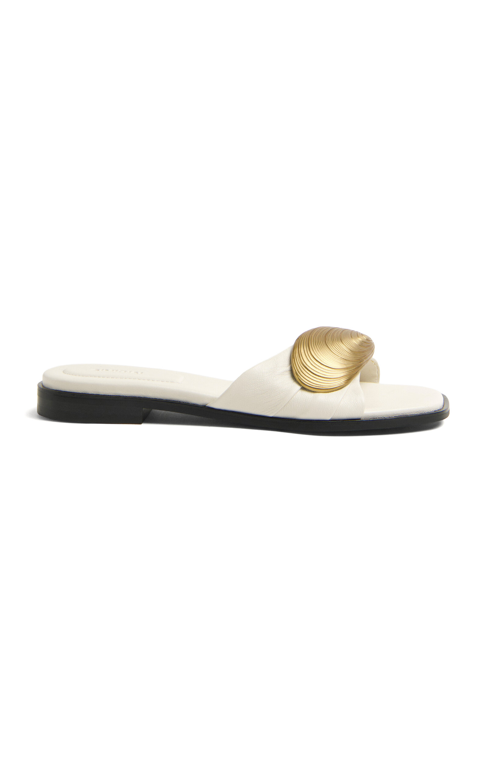 Simkhai Gigi Oyster Leather Flat Slide In White