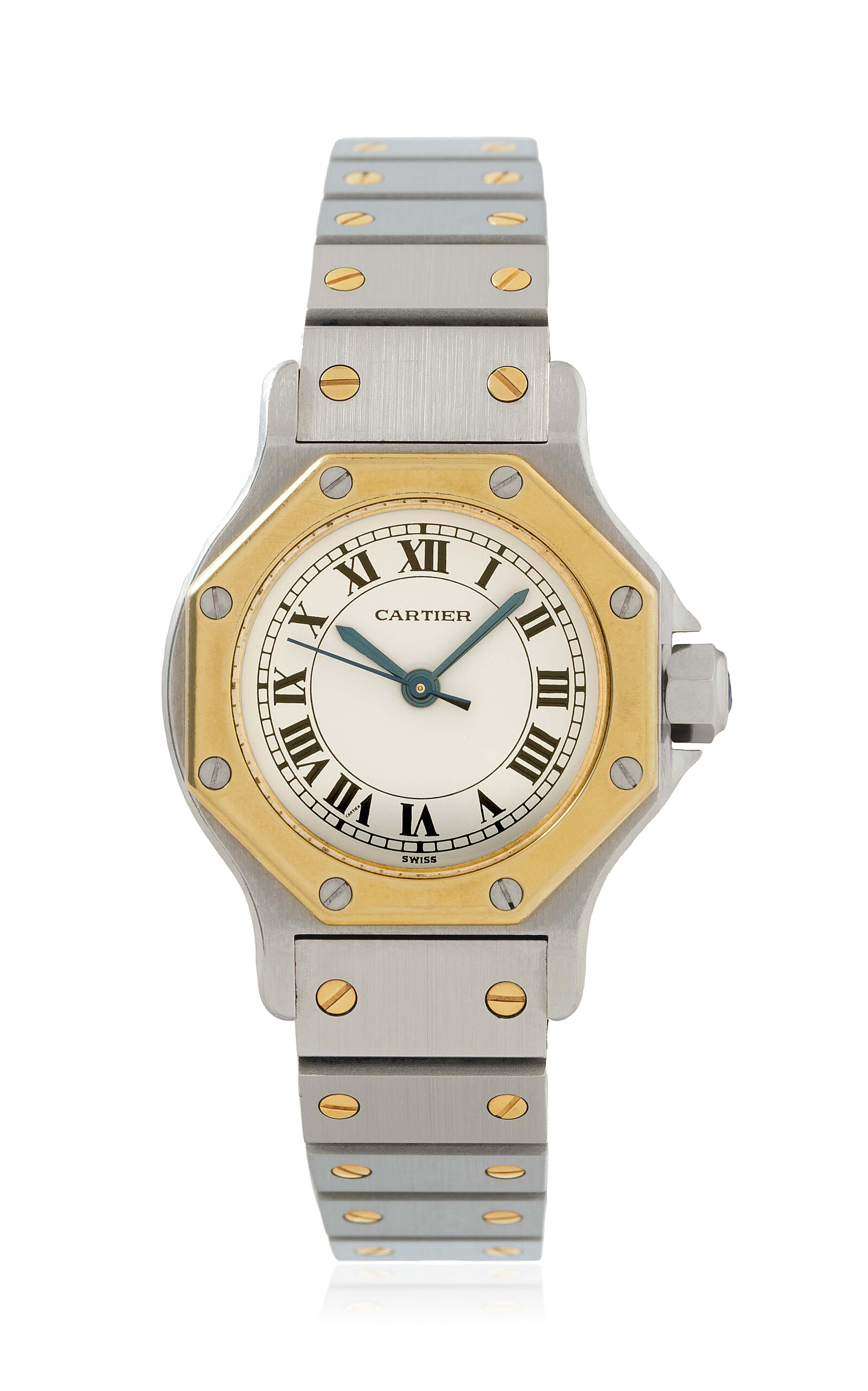 Stephanie Windsor 18k Yellow Gold And Stainless Steel Vintage Cartier Santos Octagon