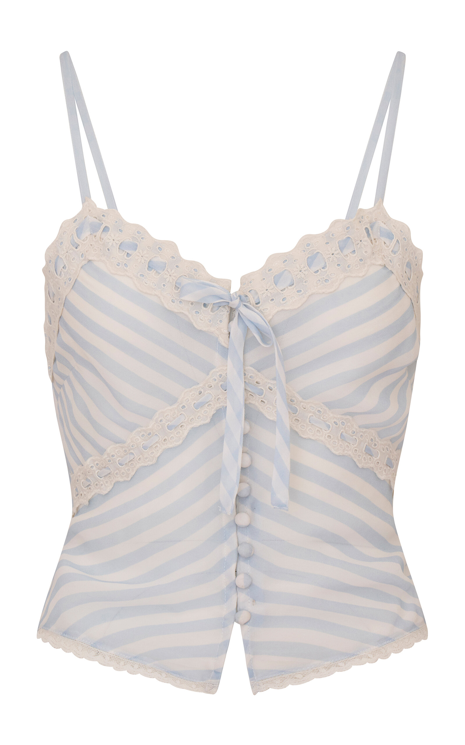 Loveshackfancy Anika Striped Top In White