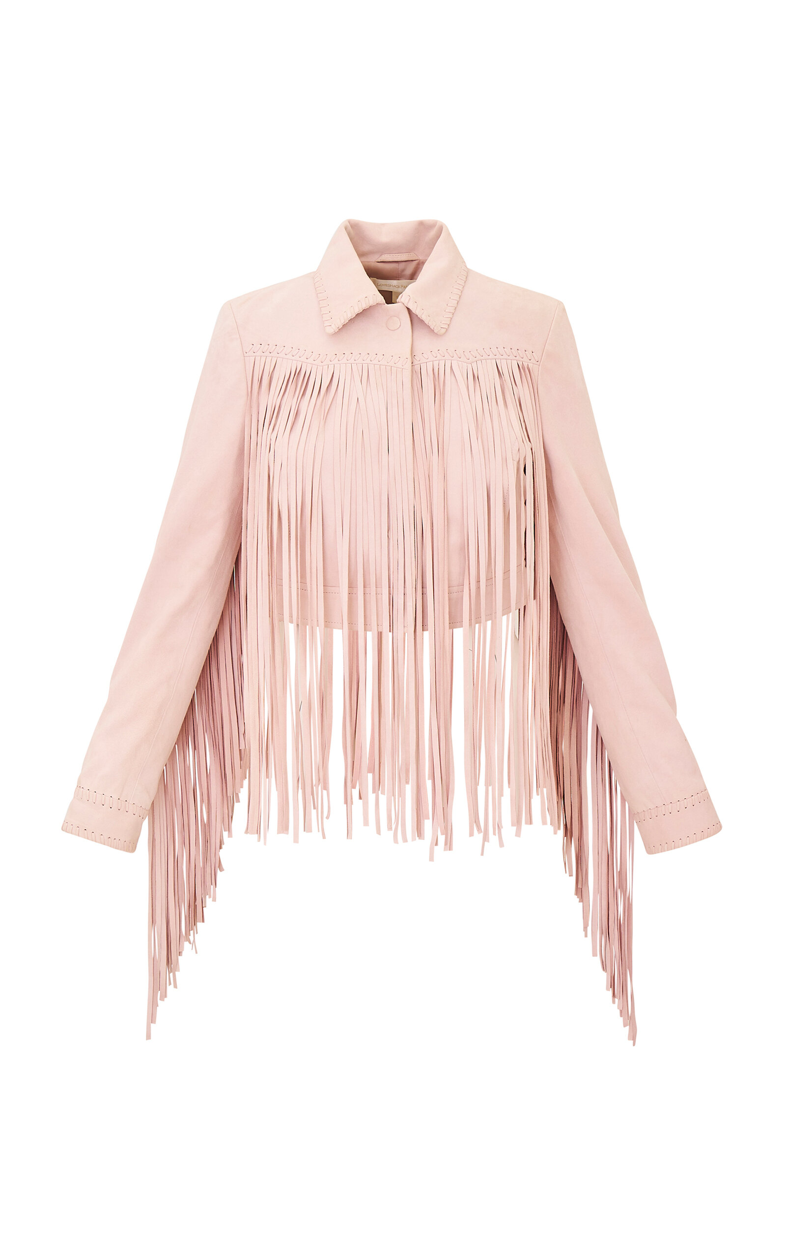 Loveshackfancy Maelis Fringed Leather Jacket In Pink