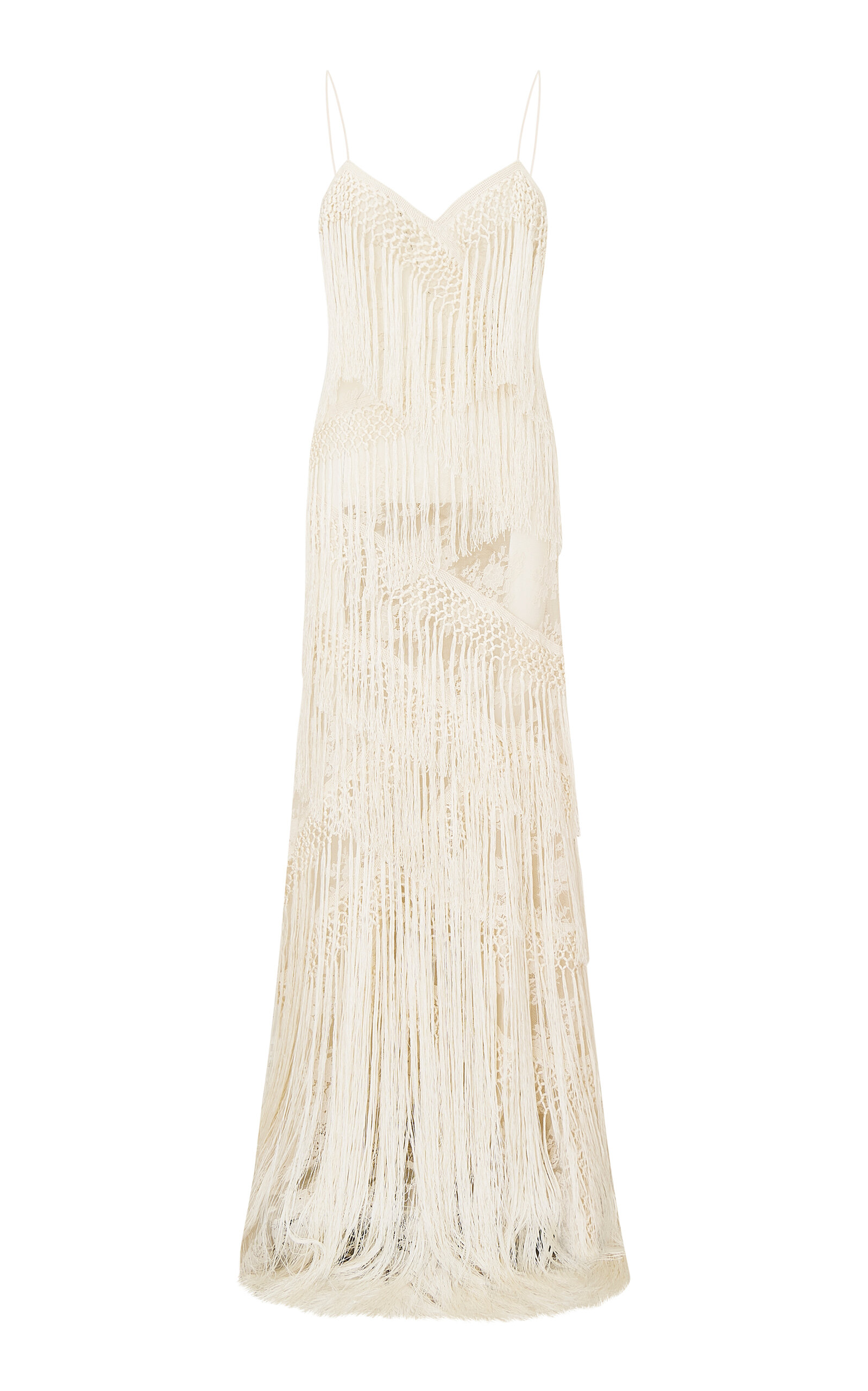 LoveShackFancy Delphi Fringed Maxi Dress