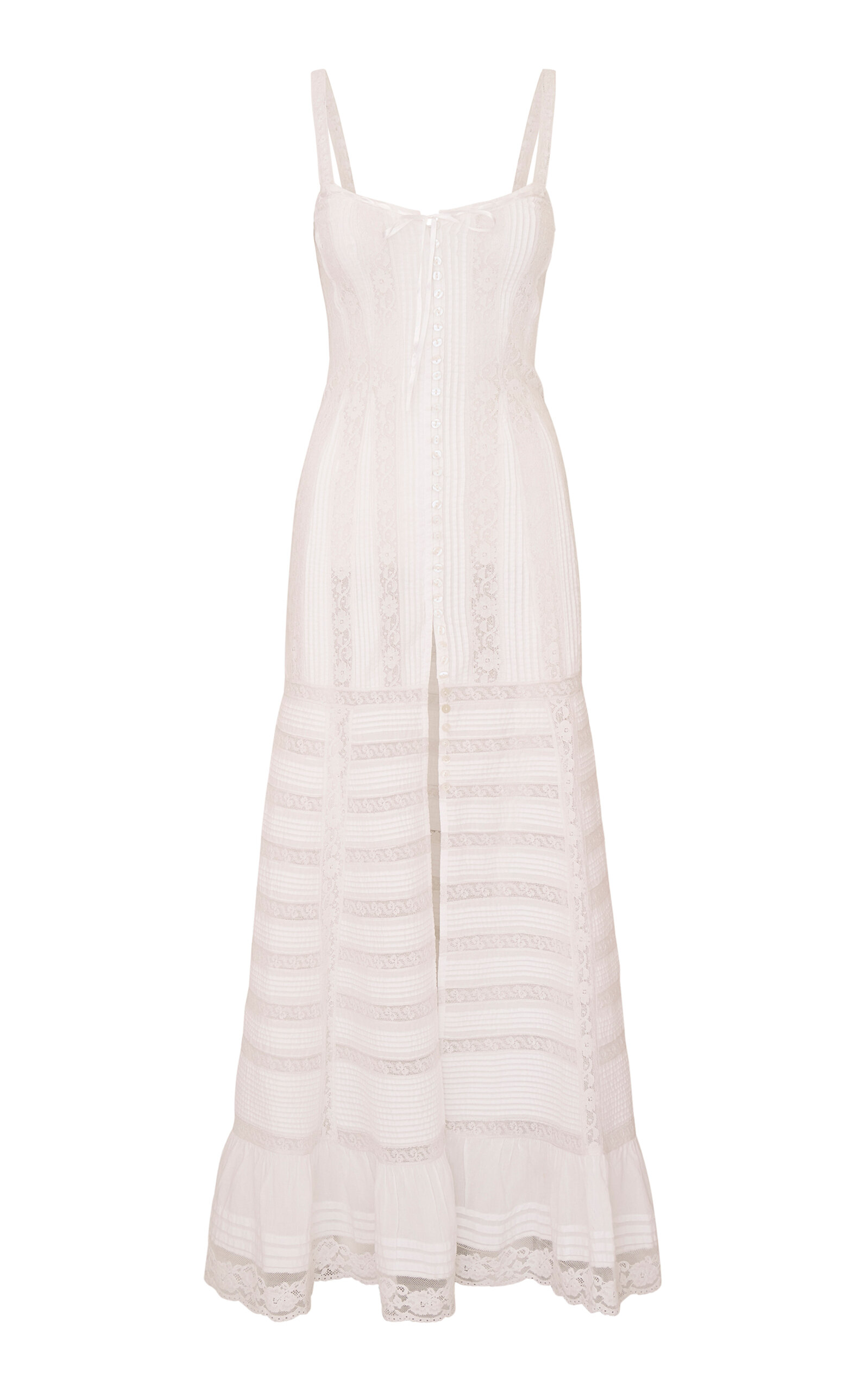 LoveShackFancy Calyx Lace Cotton Maxi Dress - White