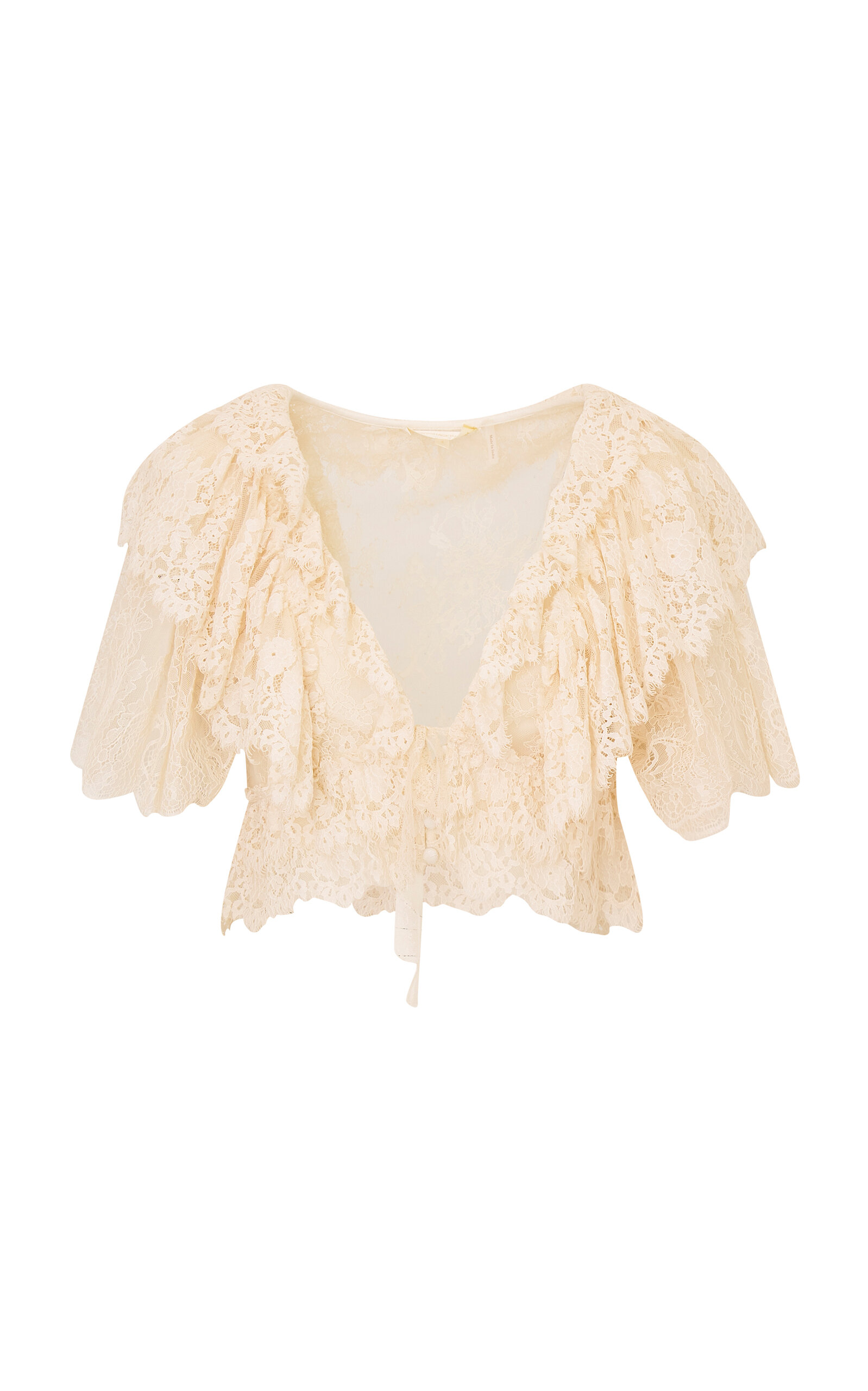 LoveShackFancy Caper Ruffled Lace Top