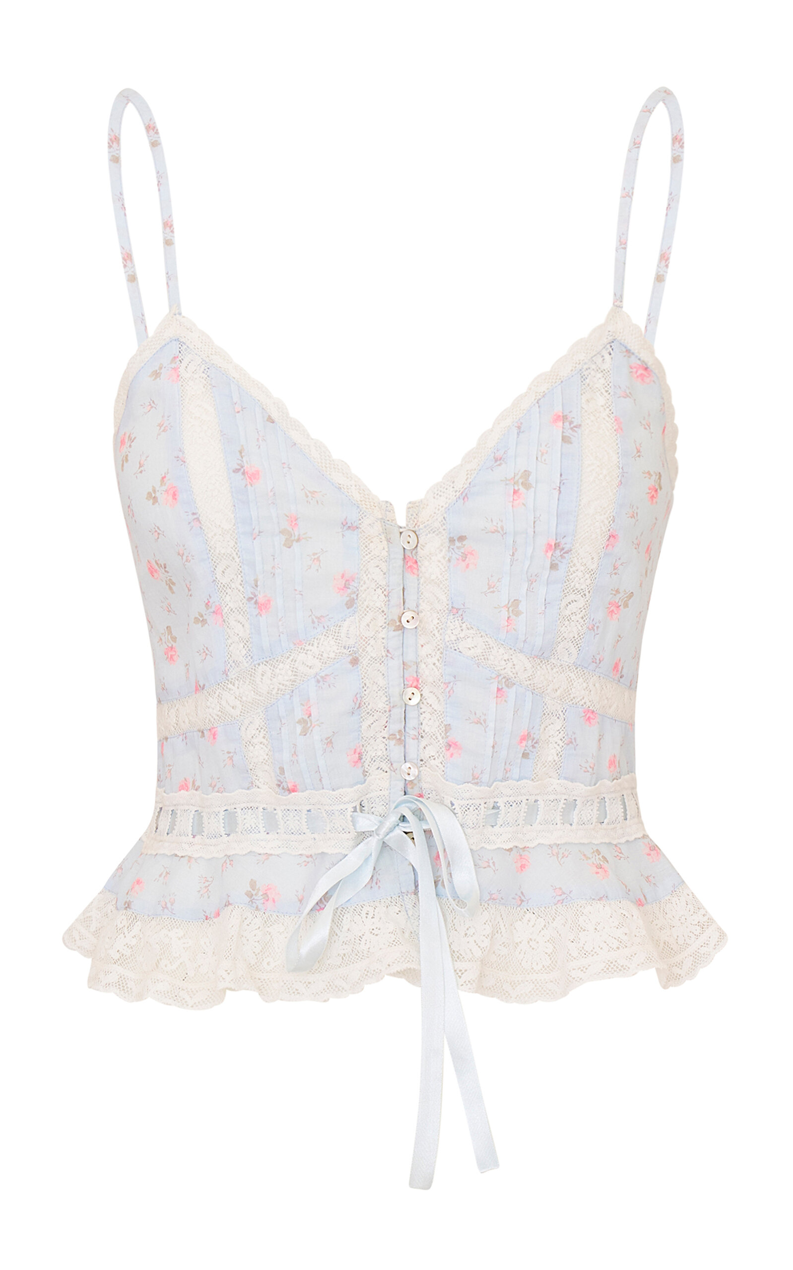 Loveshackfancy Avra Tie-detailed Organic-cotton Top In Multi