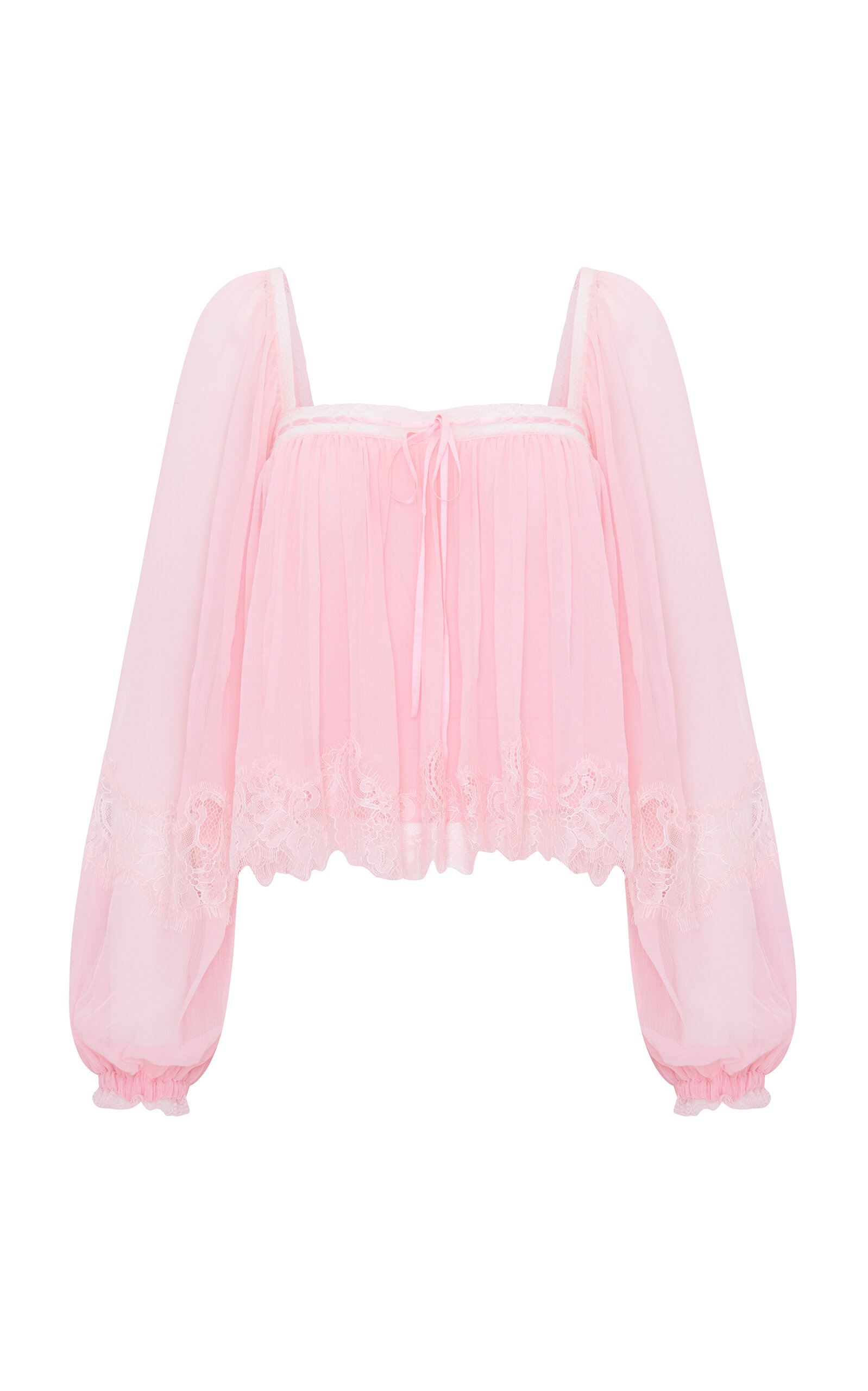 LoveShackFancy Ebbie Cropped Silk Top