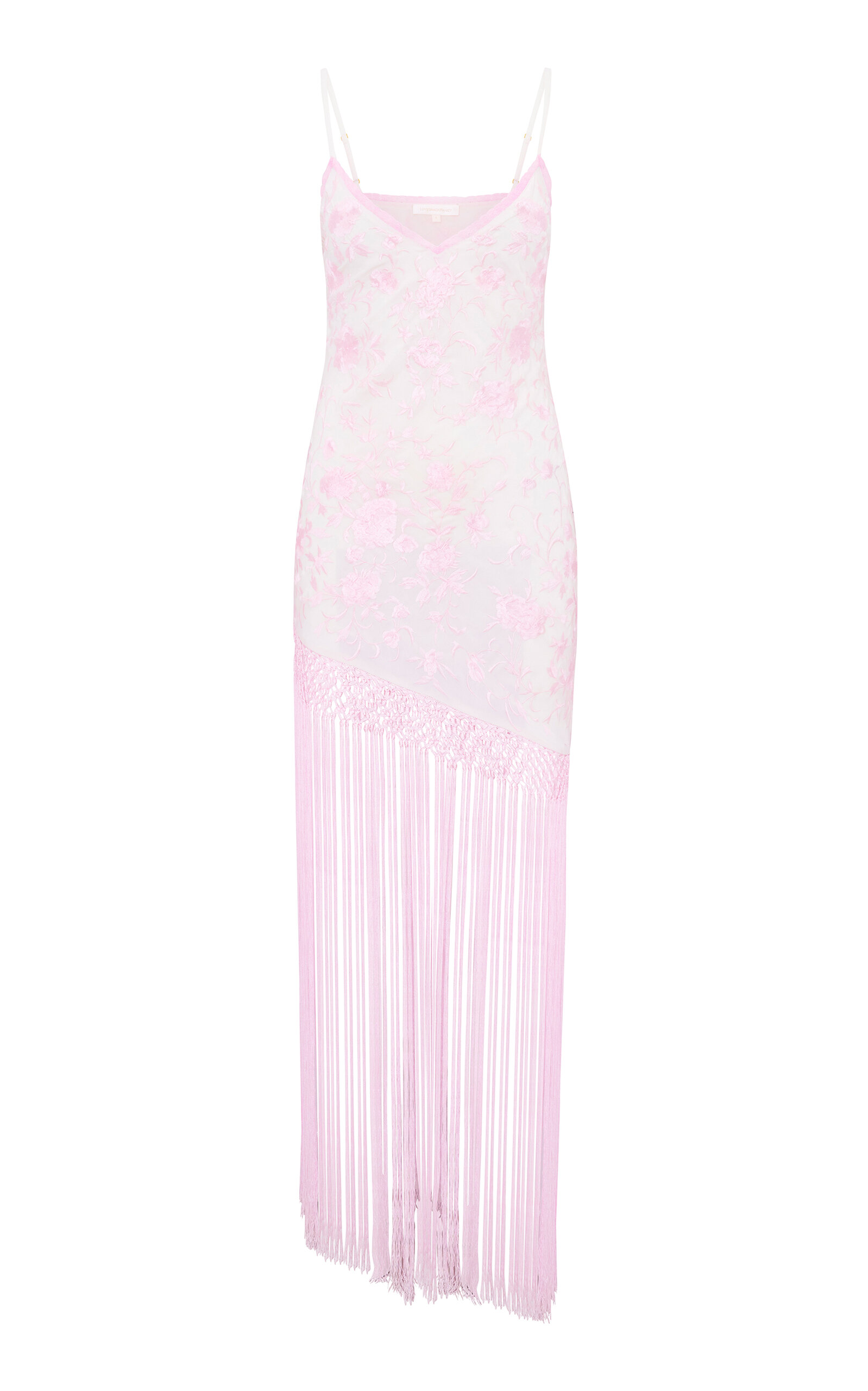 LoveShackFancy Evalette Fringed Maxi Dress - Pink