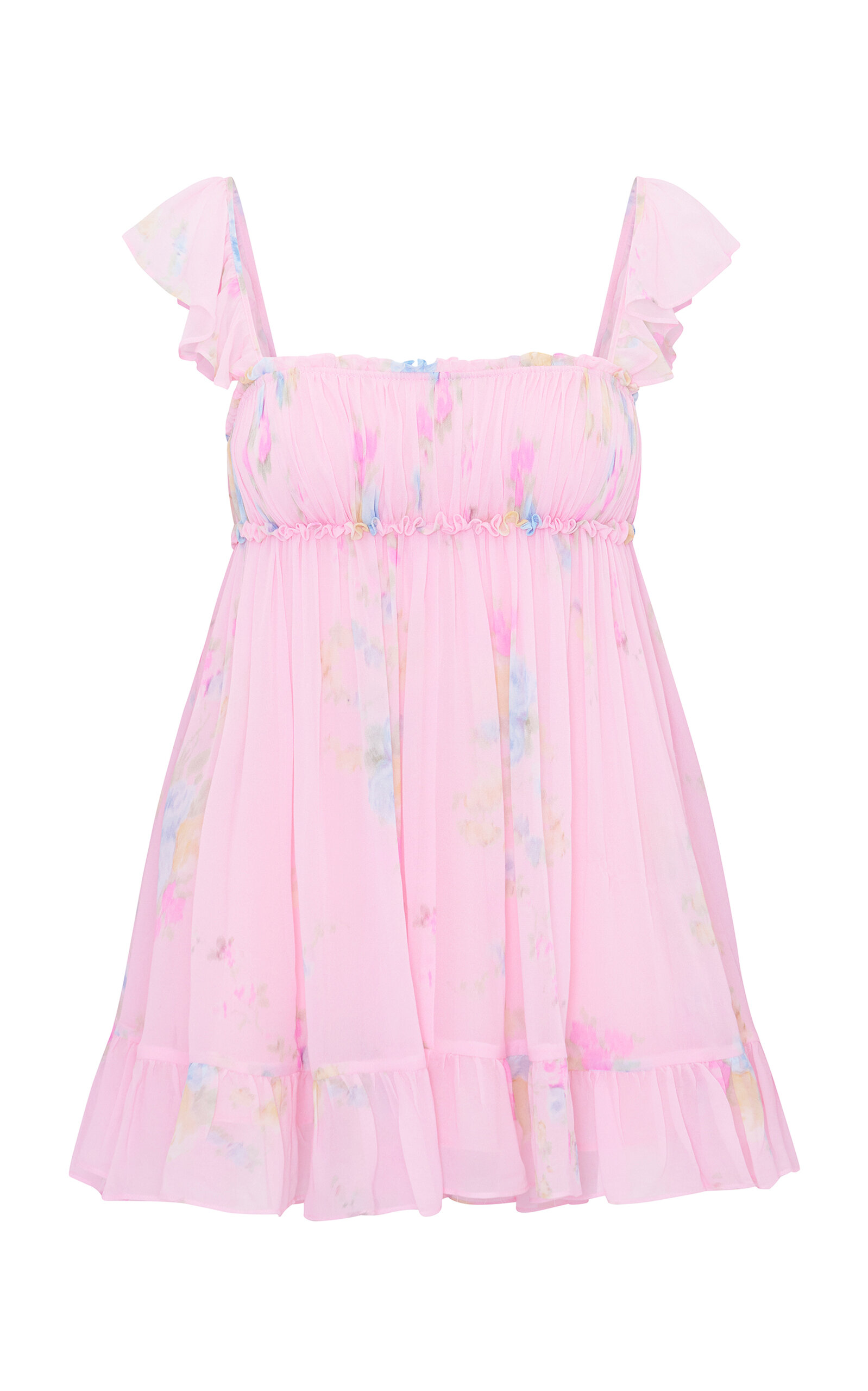 LoveShackFancy Zanira Ruched Mini Dress - Pink