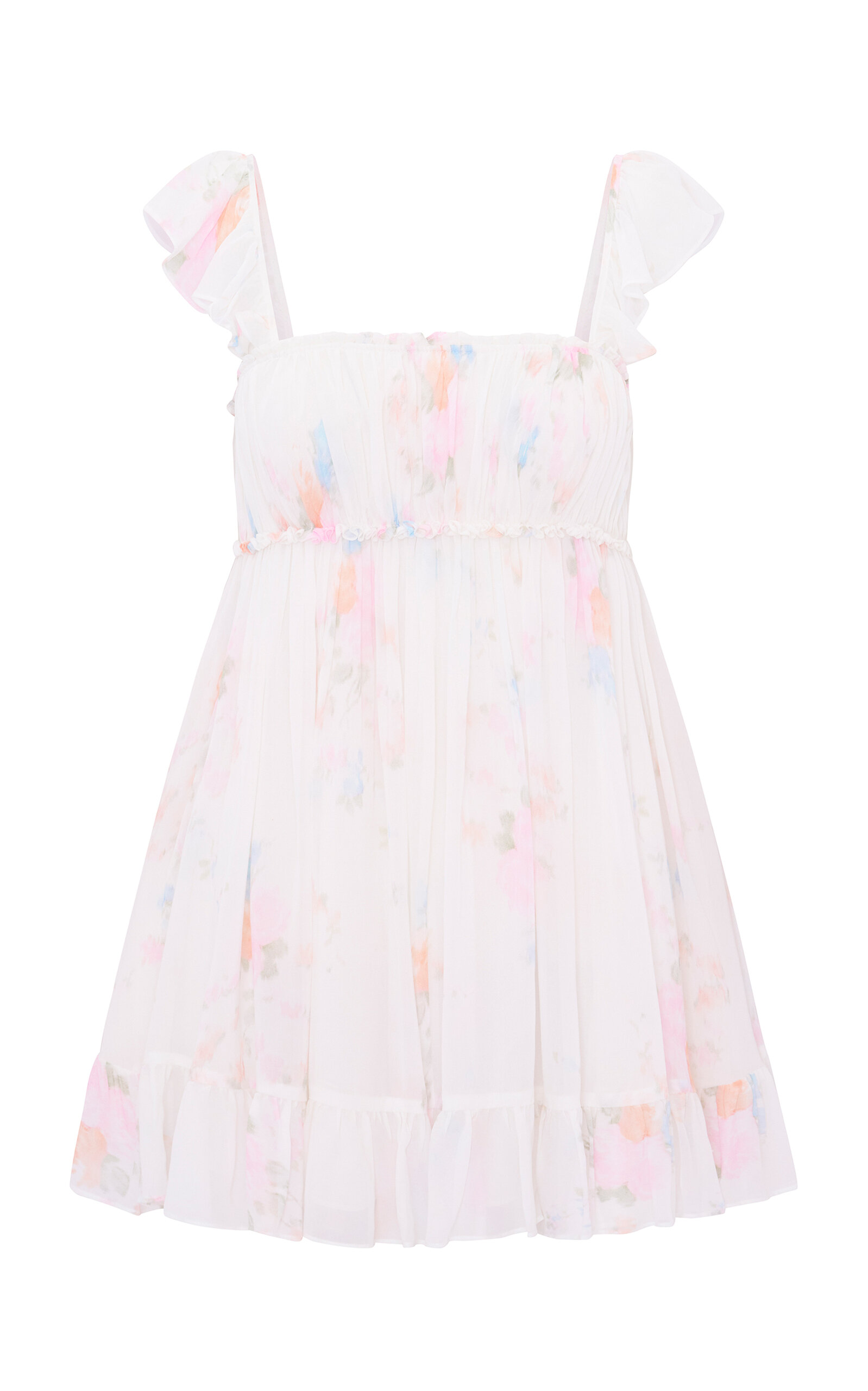 Loveshackfancy Zanira Ruched Mini Dress In Multi