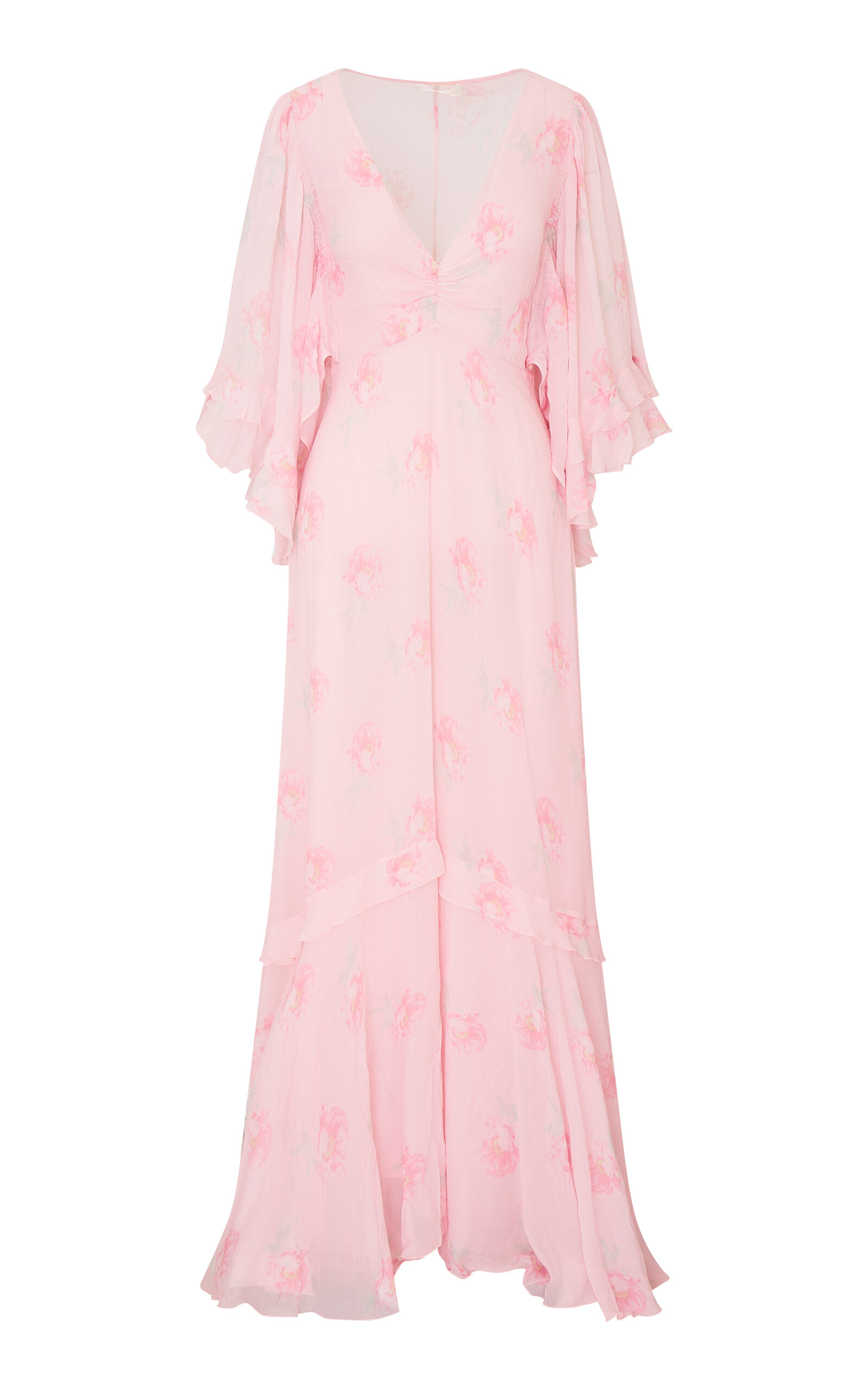 LoveShackFancy Brinley Plunging Maxi Dress - Light Pink