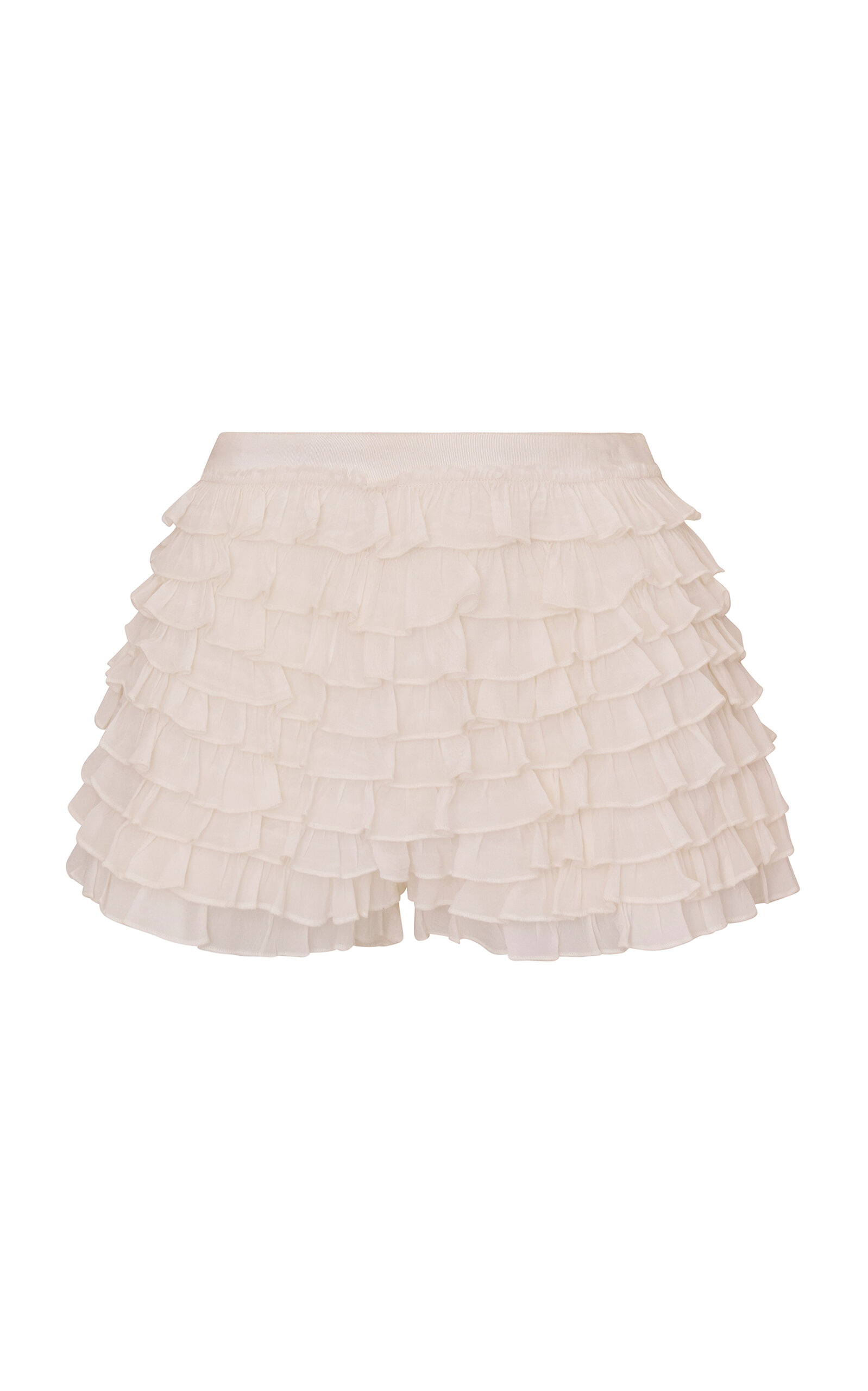 Loveshackfancy Prudence Ruffled Mini Shorts In Neutral