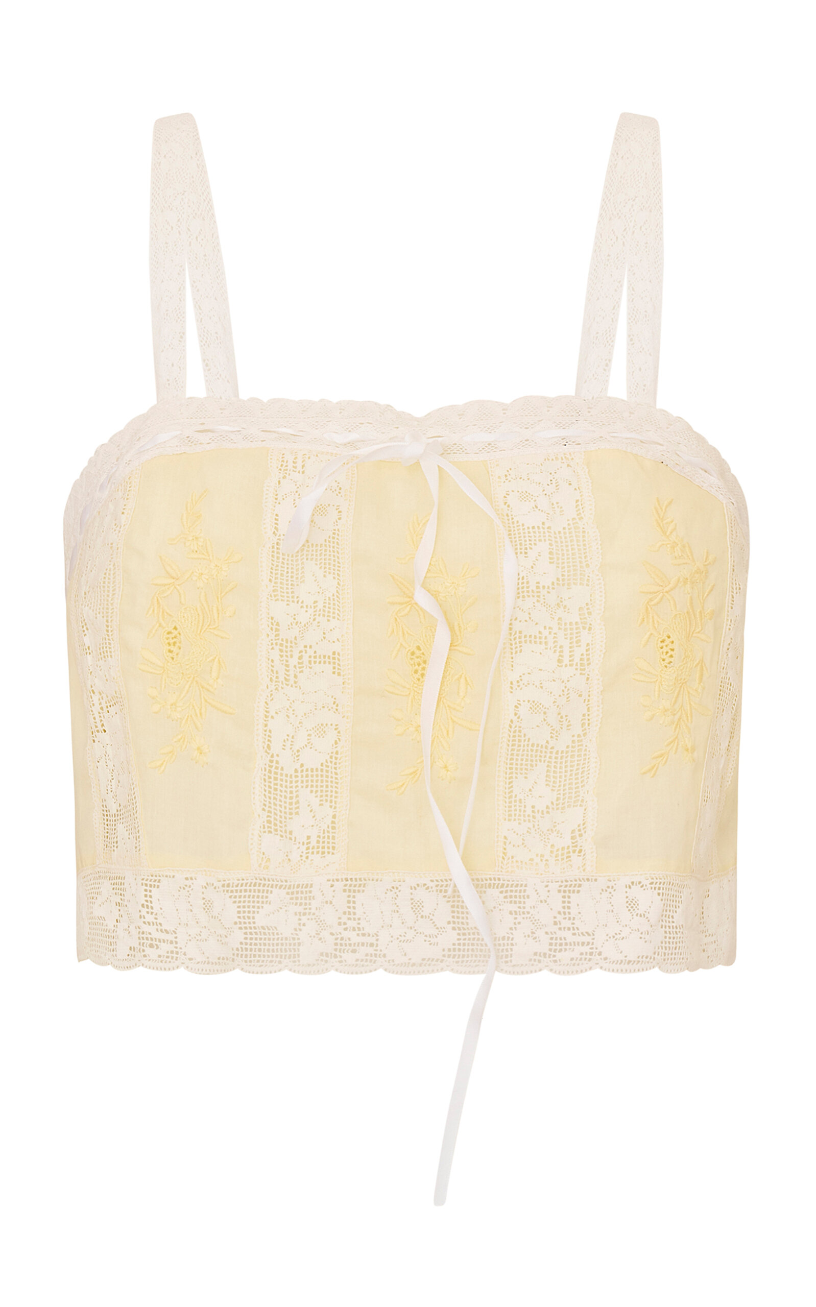 LoveShackFancy Quince Cropped Cotton Top - Yellow - XXS