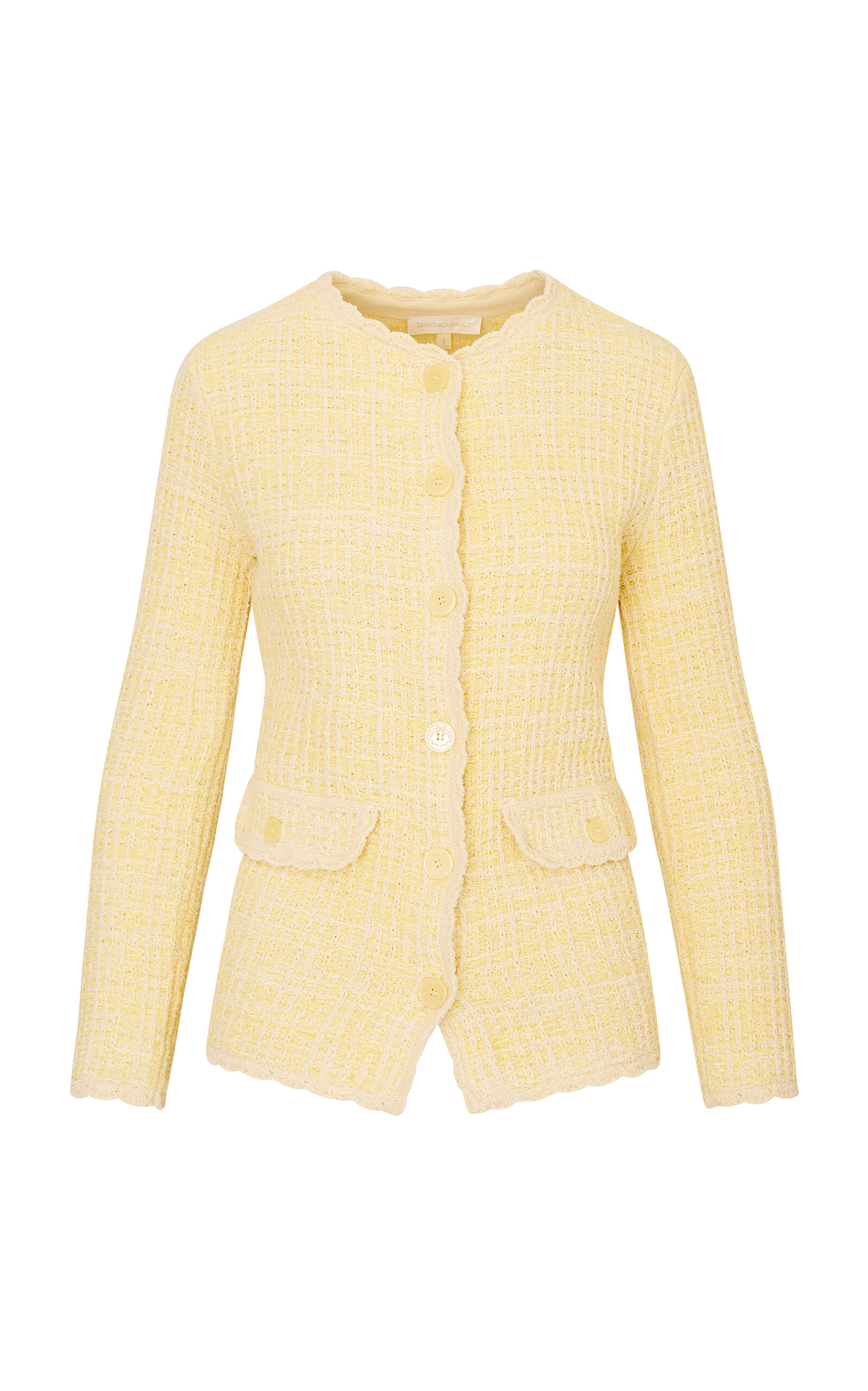 LoveShackFancy Gaililee Knit Cotton-Blend Cardigan - Yellow - XXS