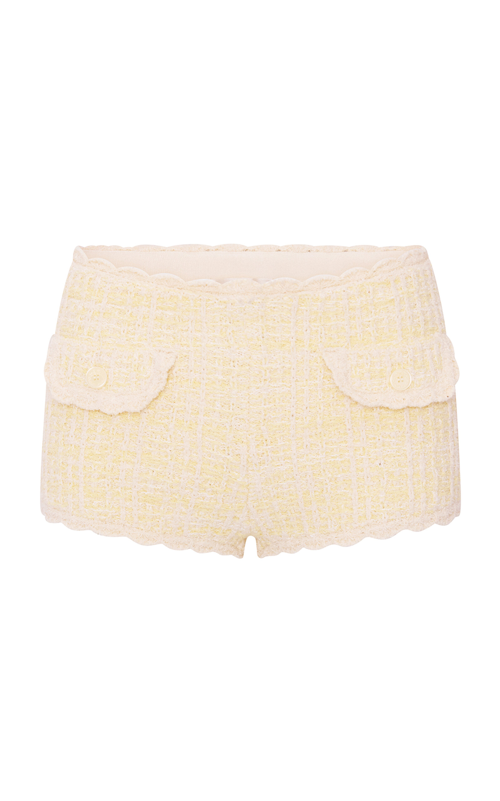 LoveShackFancy Atlanta Knit Cotton-Blend Mini Shorts - Yellow - XS