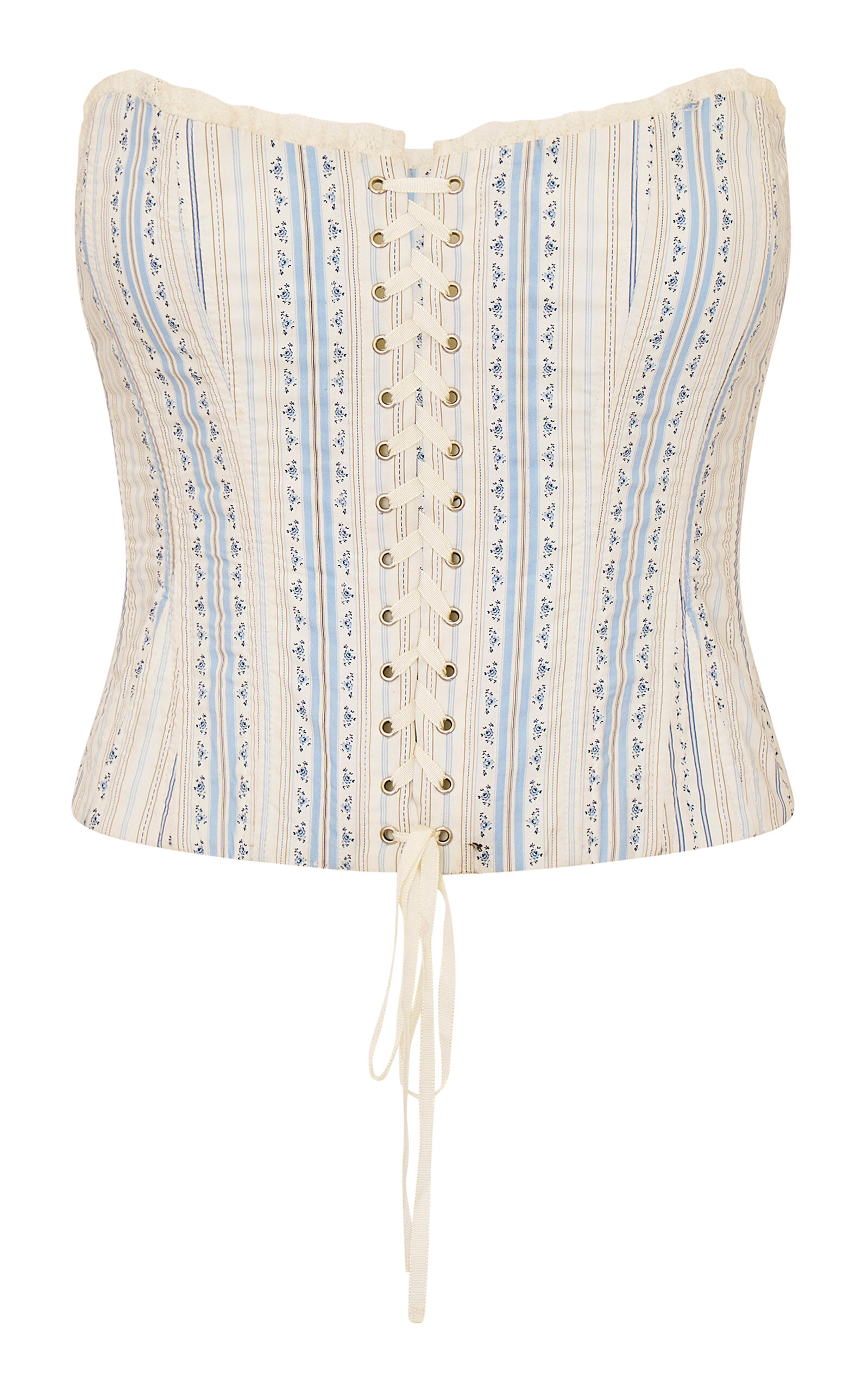 Loveshackfancy Bensen Knit Cotton Bustier In Multi