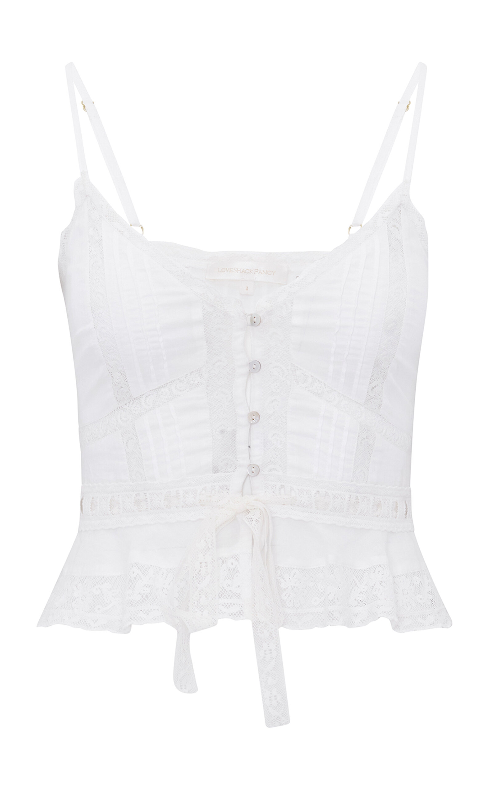 Loveshackfancy Avra Tie-detailed Cotton Top In White