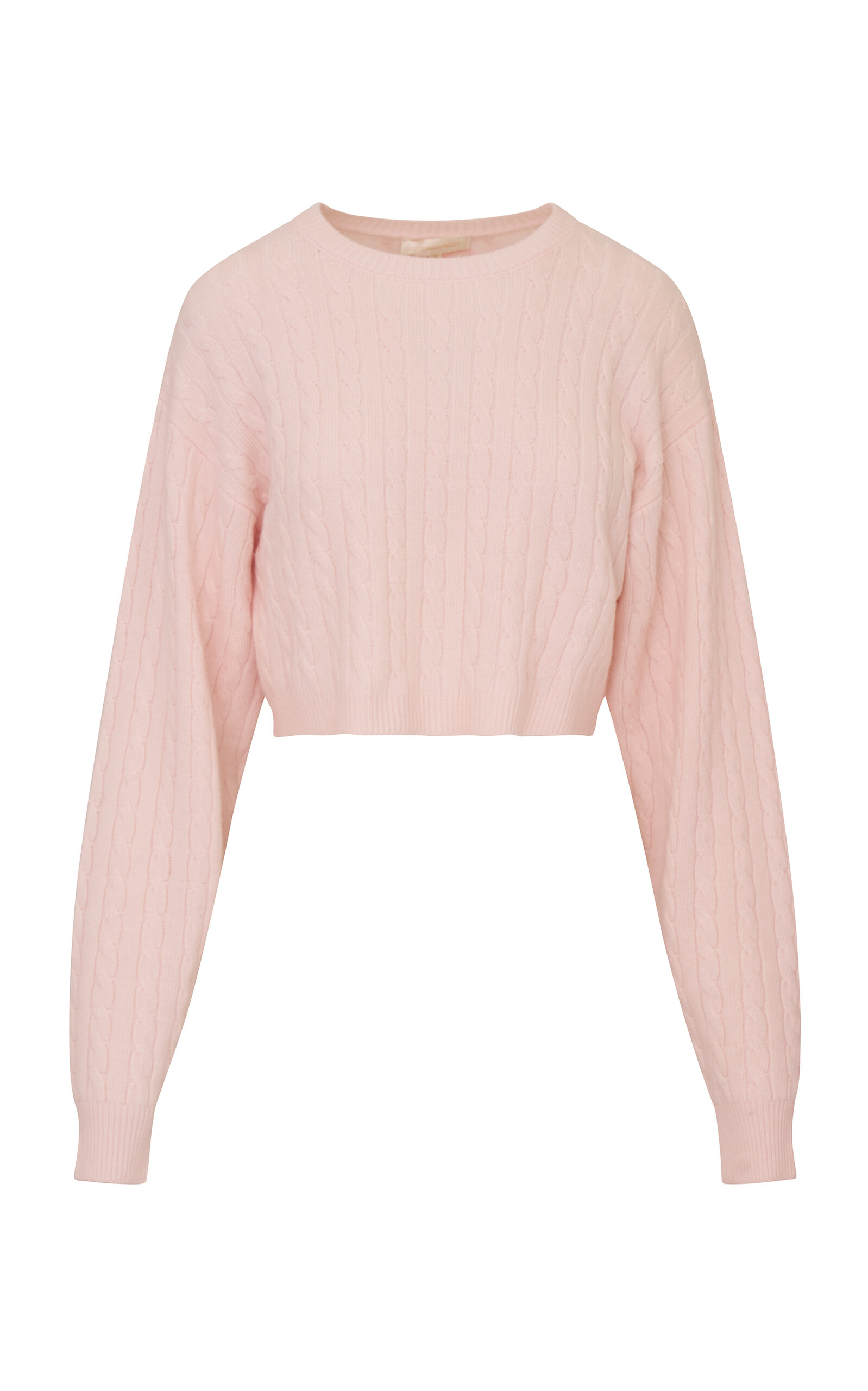LoveShackFancy Filomena Cropped Sweater - Light Pink - XXS