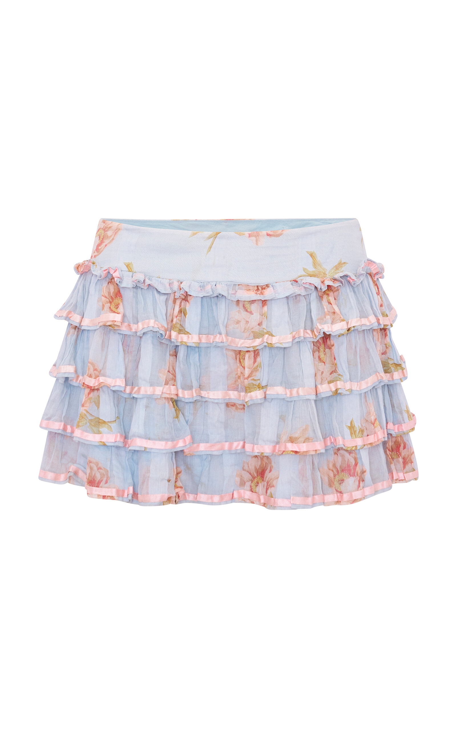 LoveShackFancy Moralina Ruffled Cotton Mini Skirt - Multi