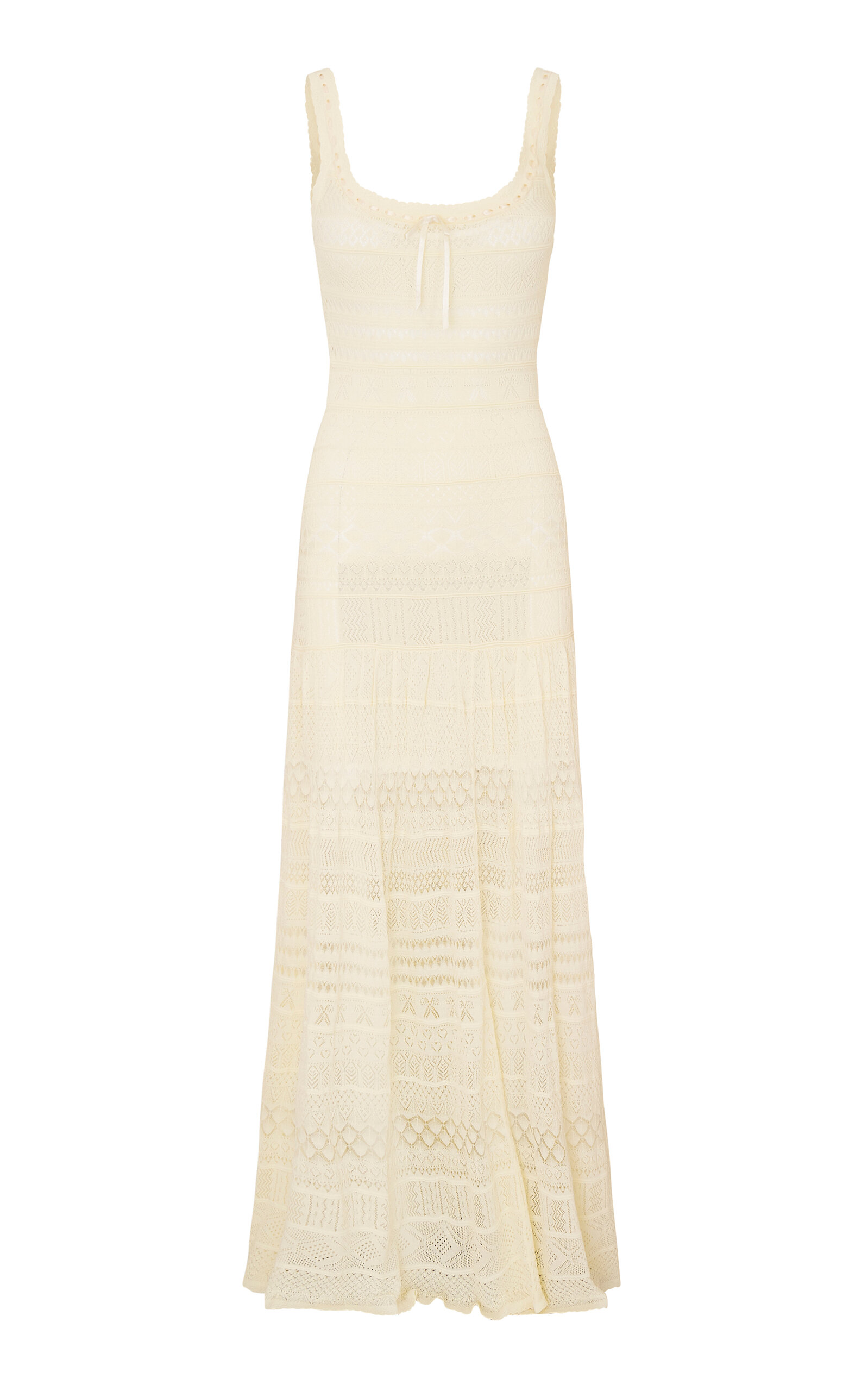 LoveShackFancy Solenne Scoop-Neck Lace Maxi Dress - Yellow - XXS
