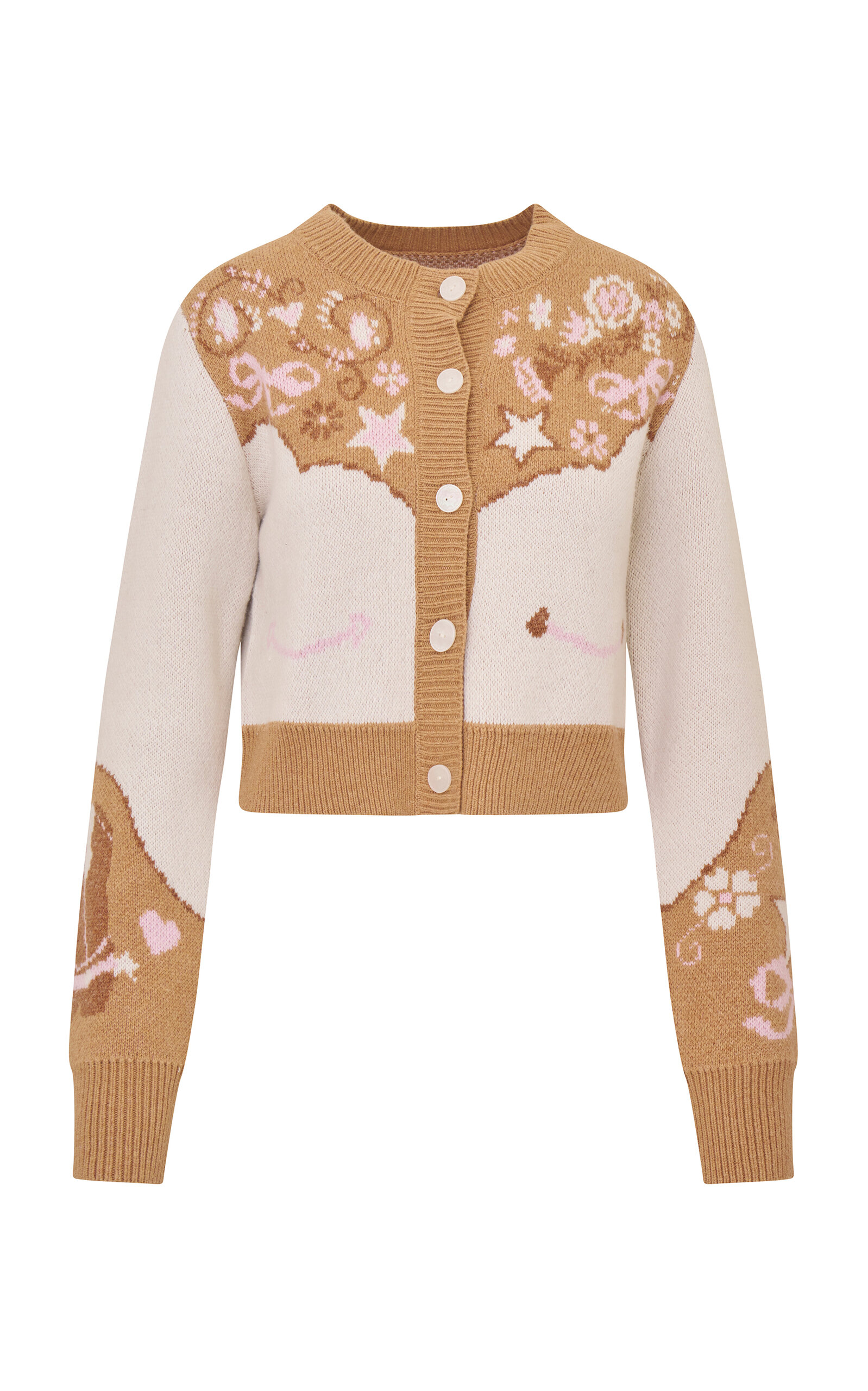 Loveshackfancy Leyah Patterned Knit Cardigan In Neutral