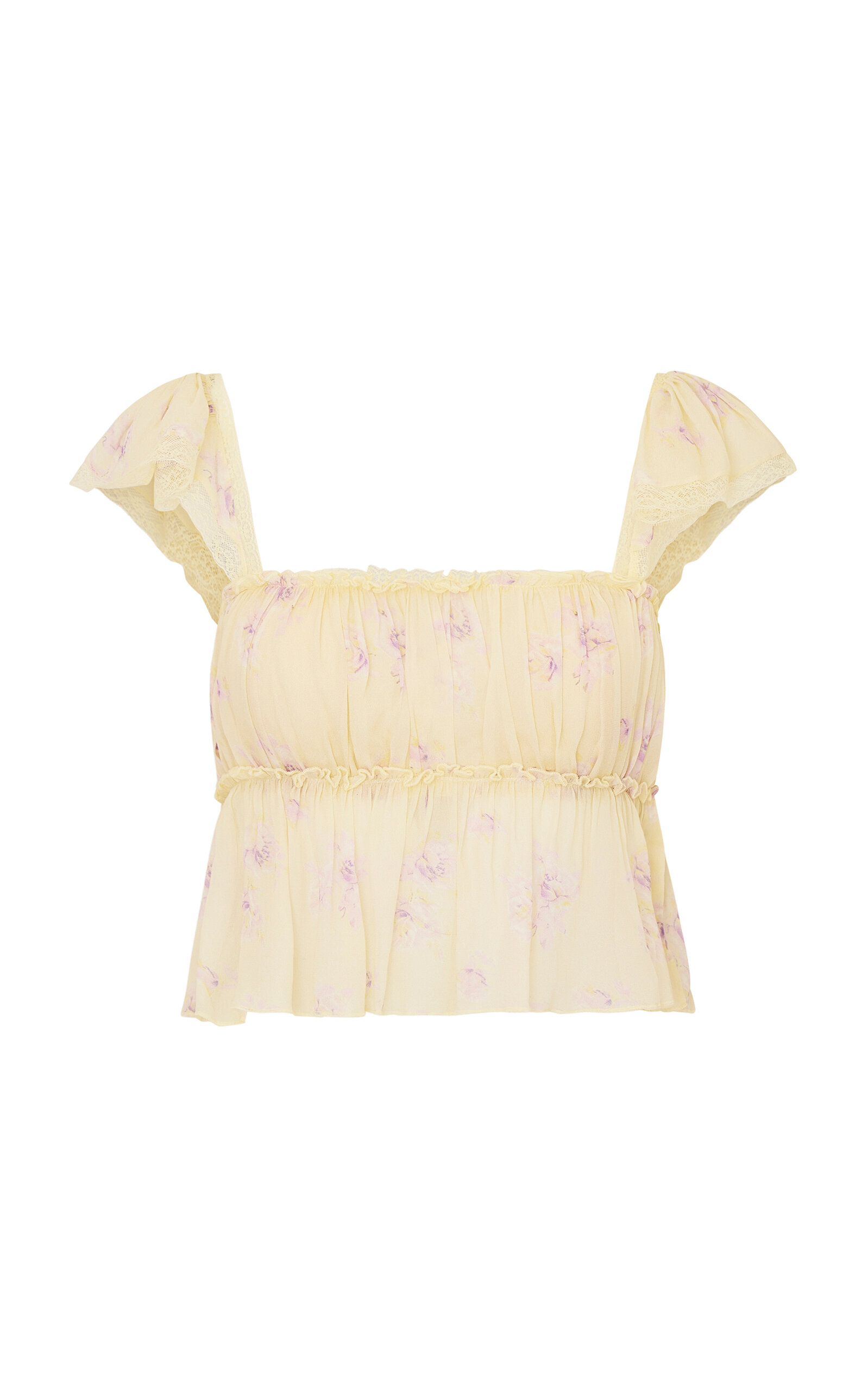 Loveshackfancy Siena Printed Top In Yellow