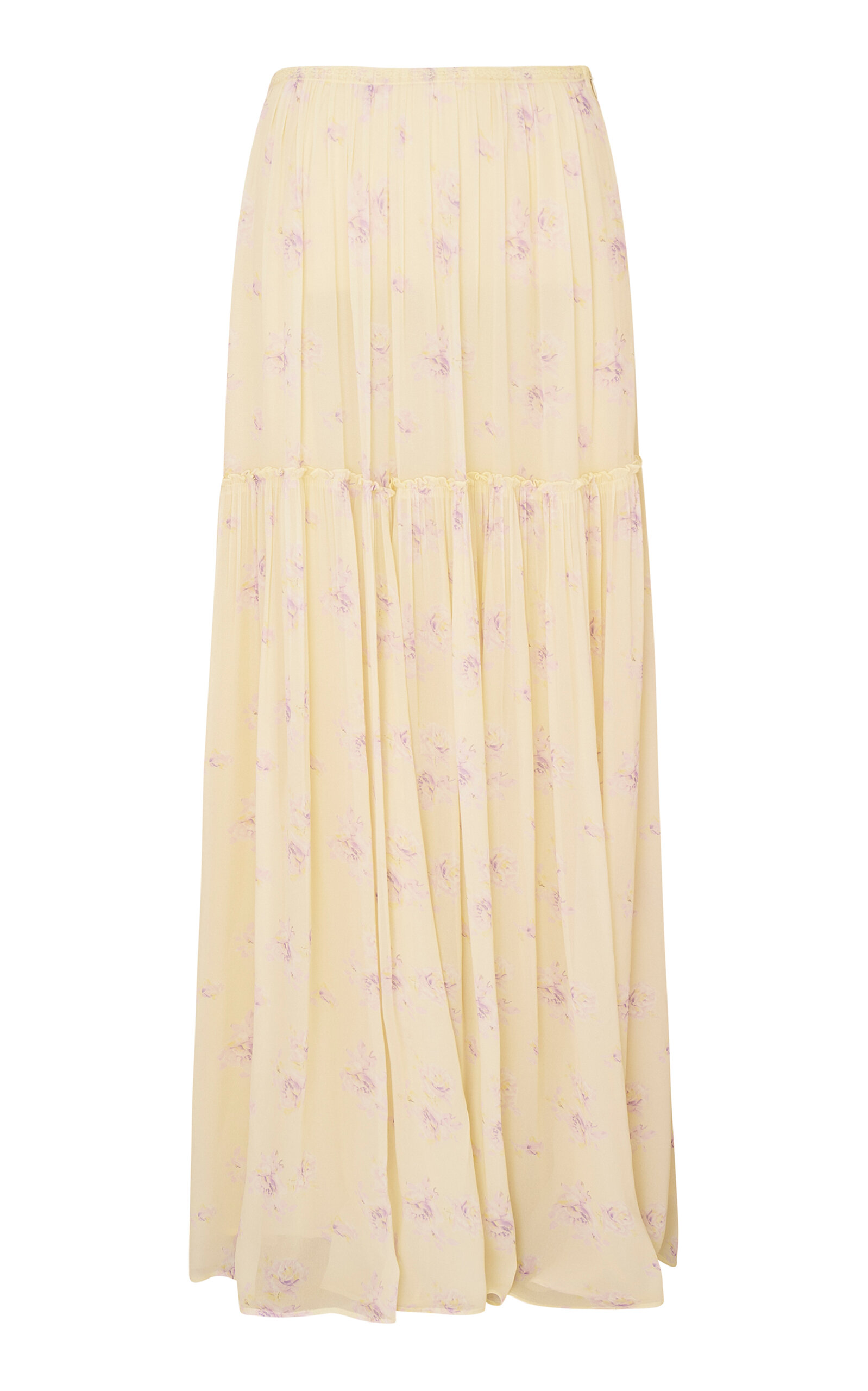 Loveshackfancy Positano Printed Maxi Skirt In Yellow