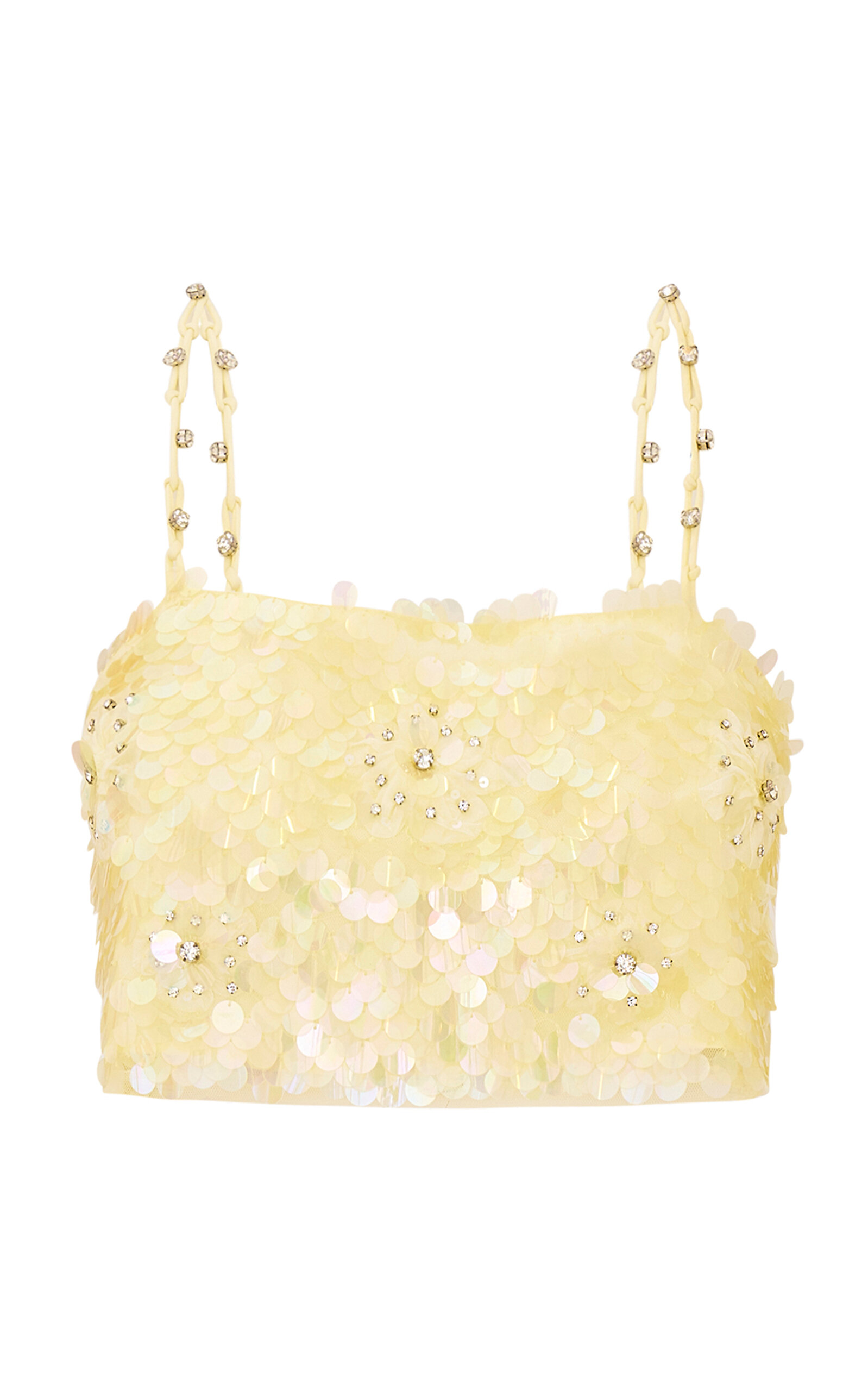 LoveShackFancy Marella Sequined Top - Yellow