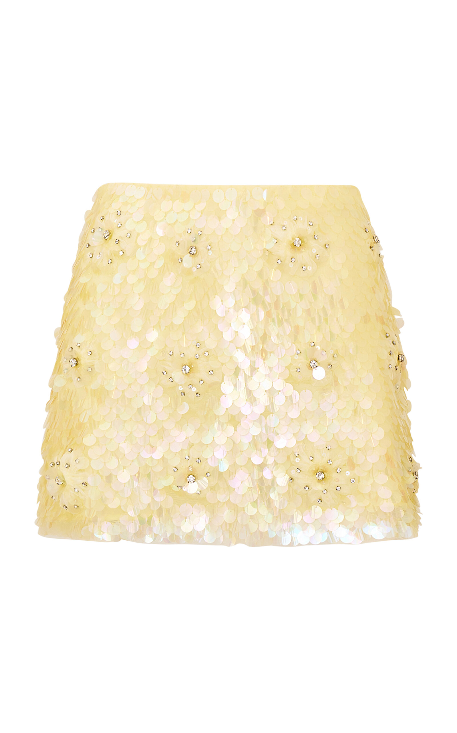 Loveshackfancy Kailini Sequined Mini Skirt In Yellow
