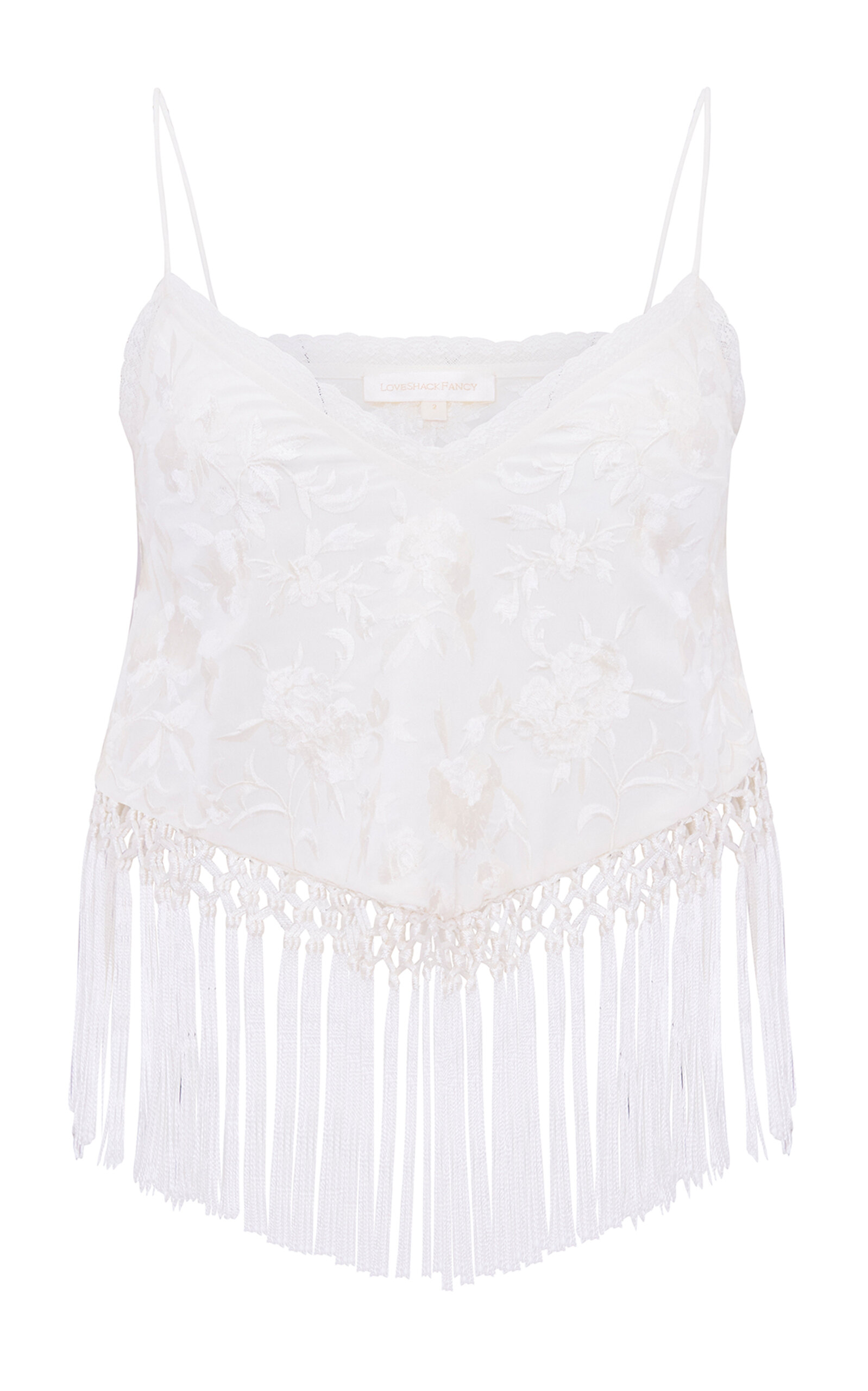 Loveshackfancy Annemarie Fringed Top In White