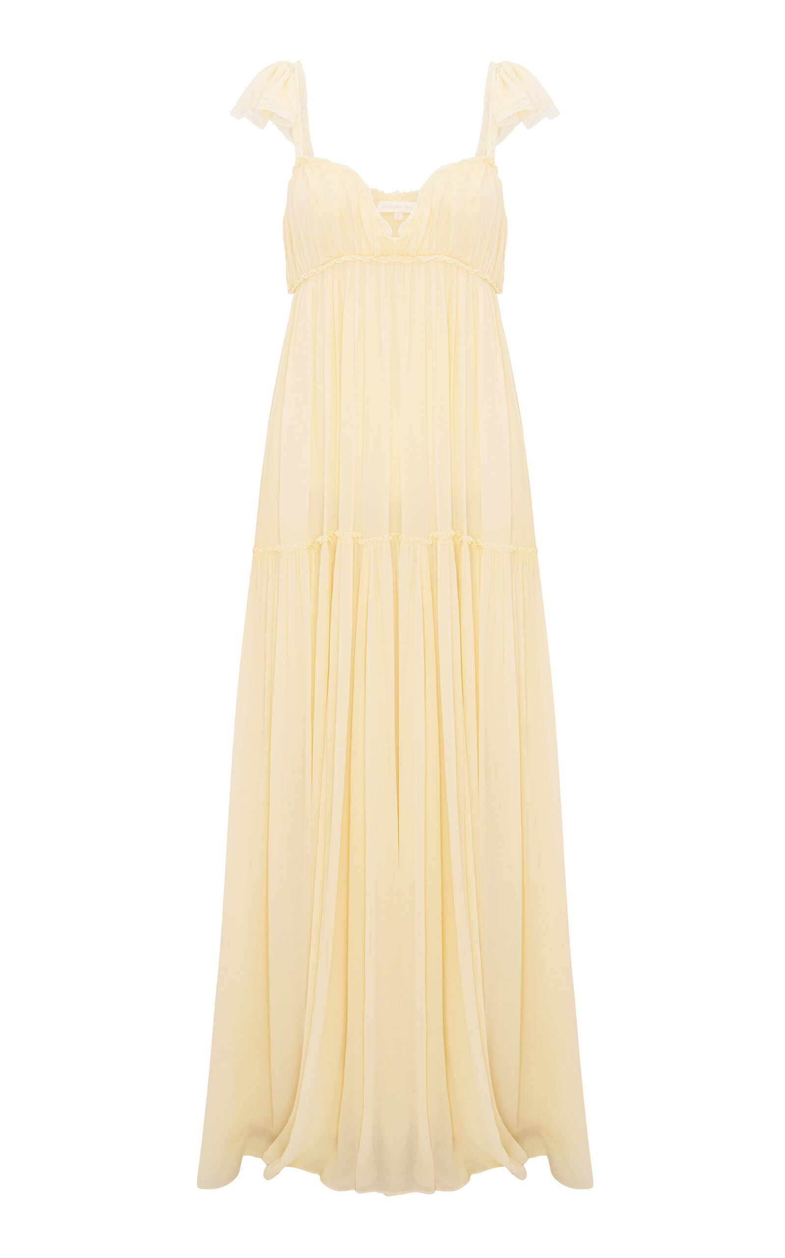 LoveShackFancy Bourge Cap-Sleeve Maxi Dress - Yellow