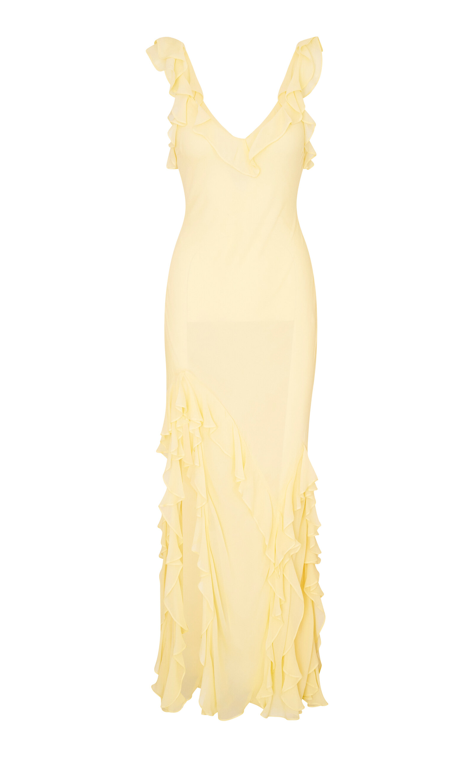 Loveshackfancy Roseline Ruffled Maxi Dress In Yellow