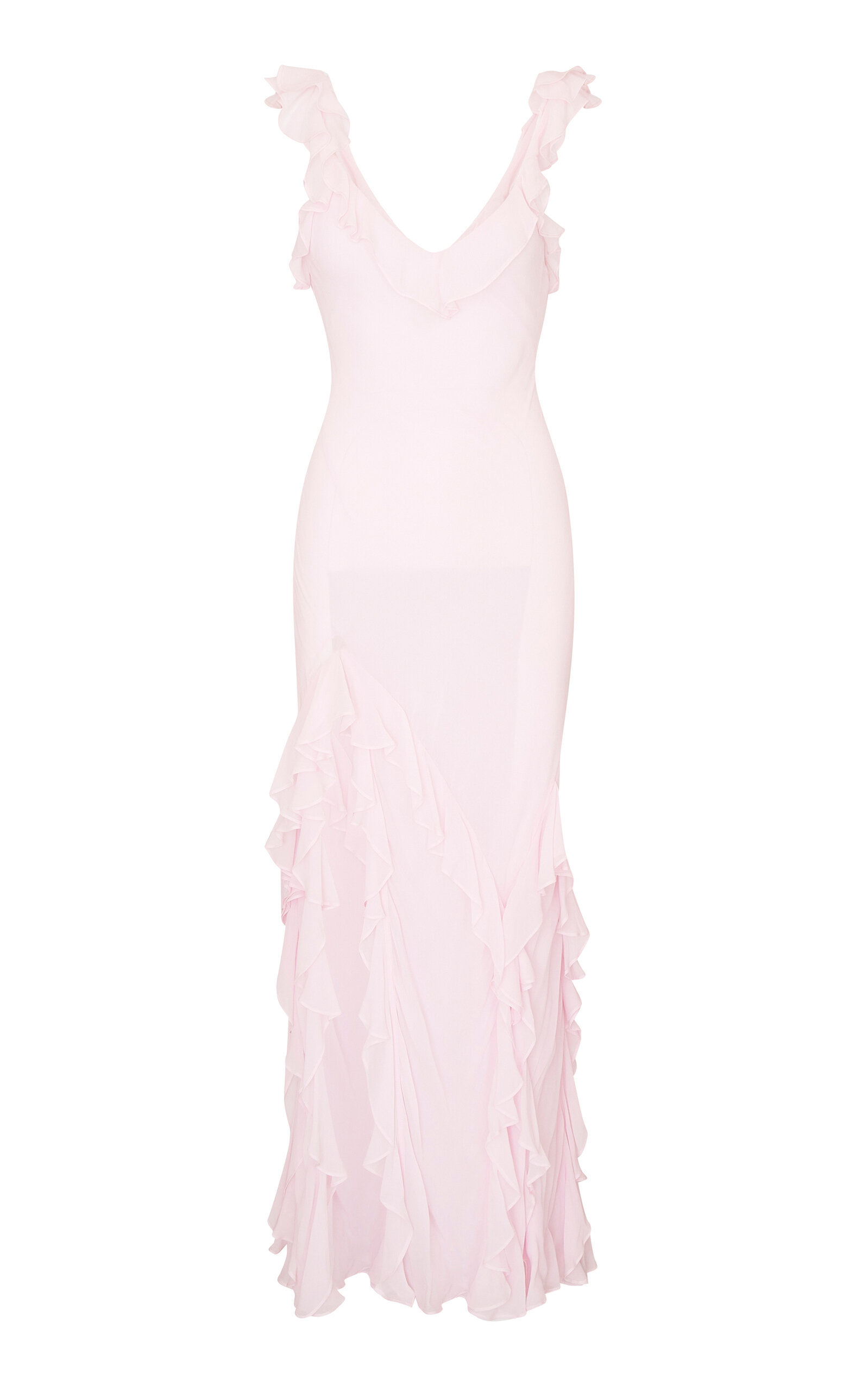 Loveshackfancy Roseline Ruffled Maxi Dress In Pink
