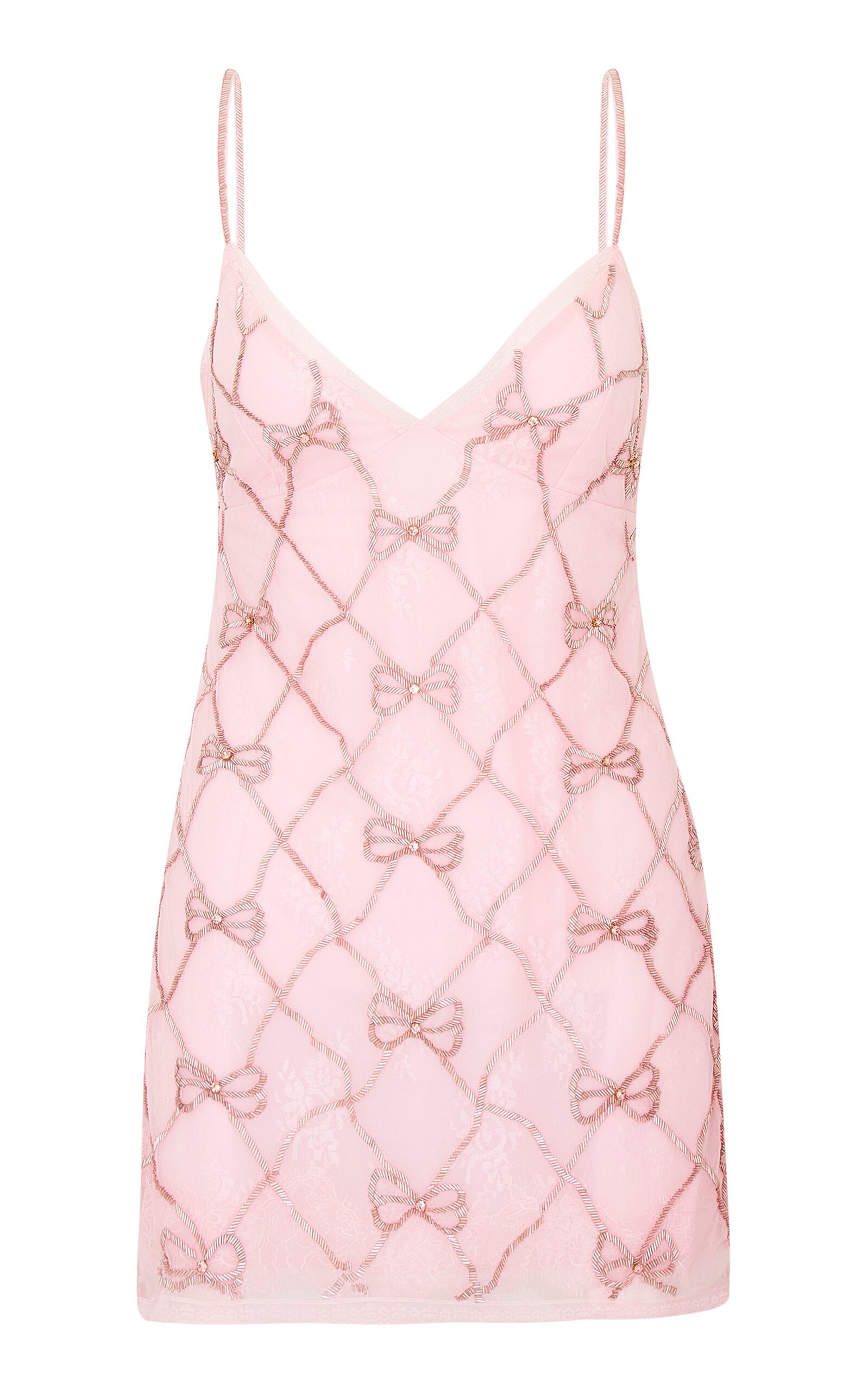 LoveShackFancy Shella Embellished Mini Dress - Pink
