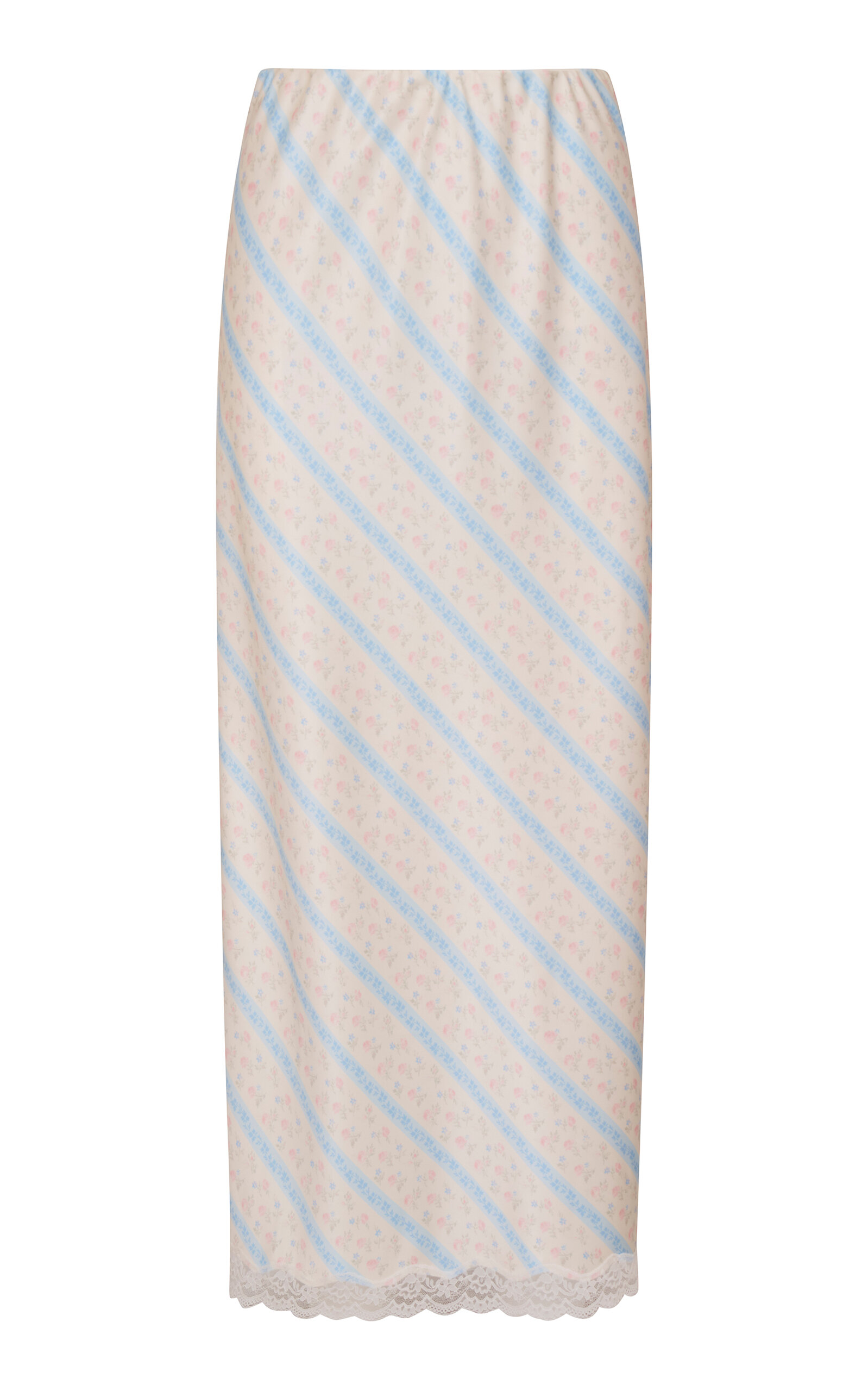 LoveShackFancy Kalo Printed Midi Skirt - Blue - XL