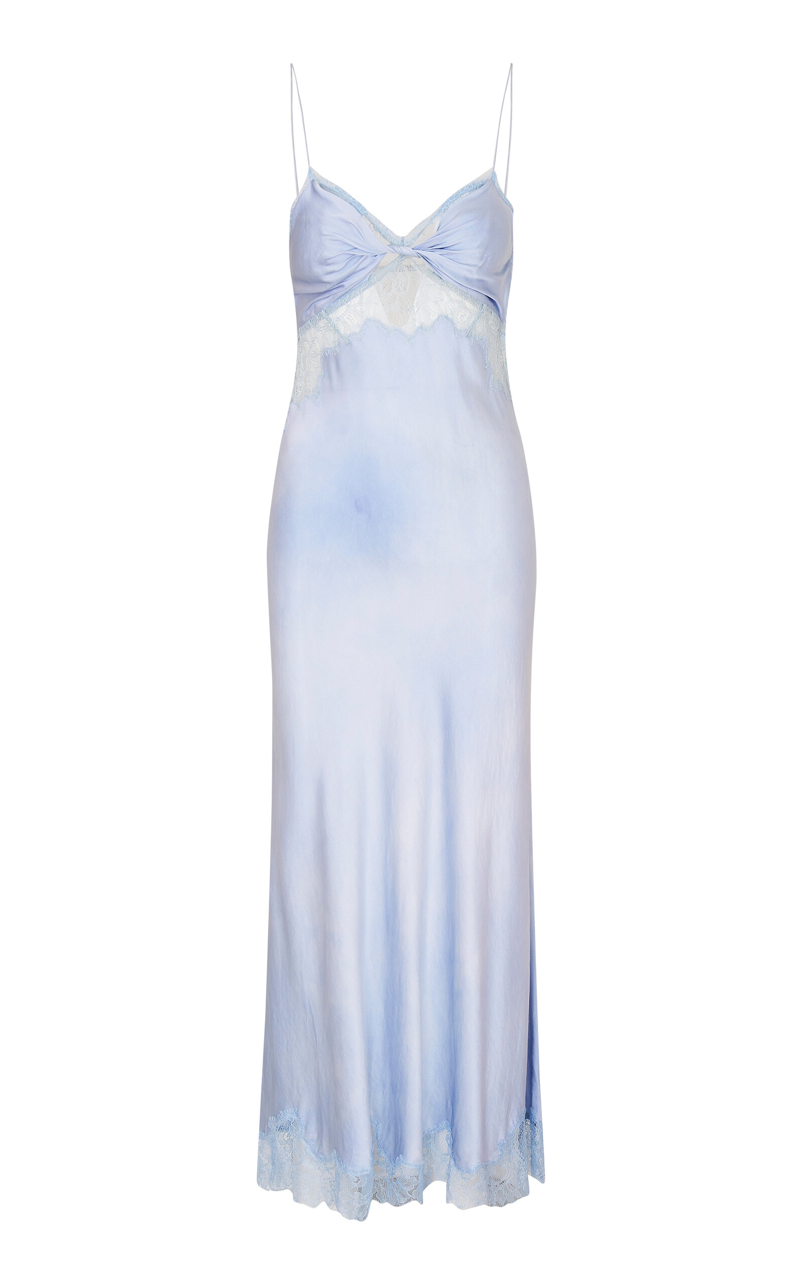 Loveshackfancy Orianna Knot-front Silk-blend Midi Dress In Blue