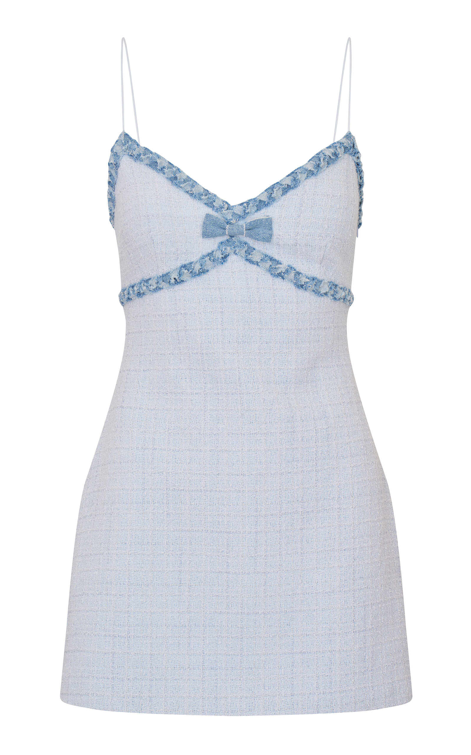 LoveShackFancy Novara Bow-Detailed Mini Dress - Blue