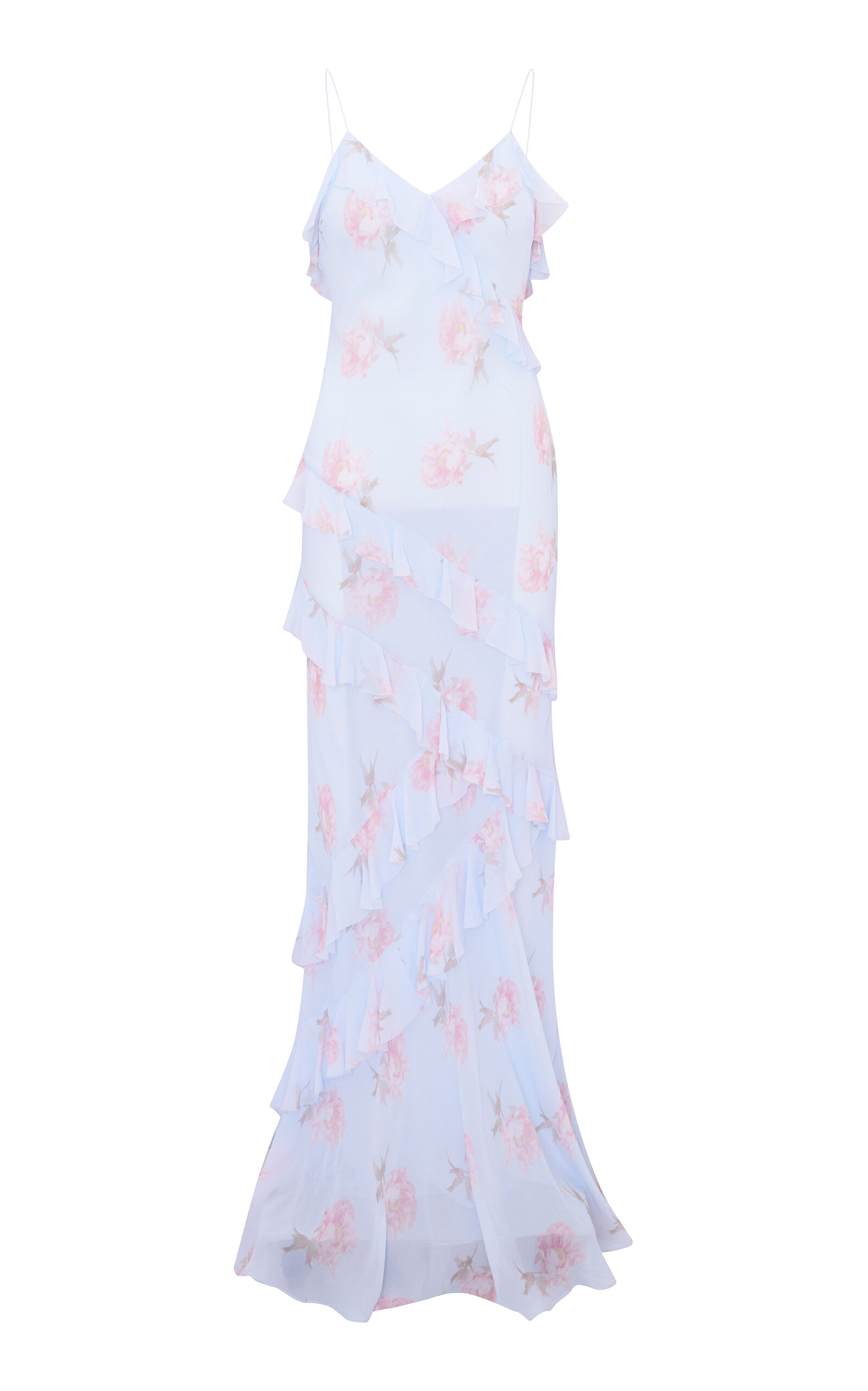 LoveShackFancy Rialto Ruffled Maxi Dress - Light Blue