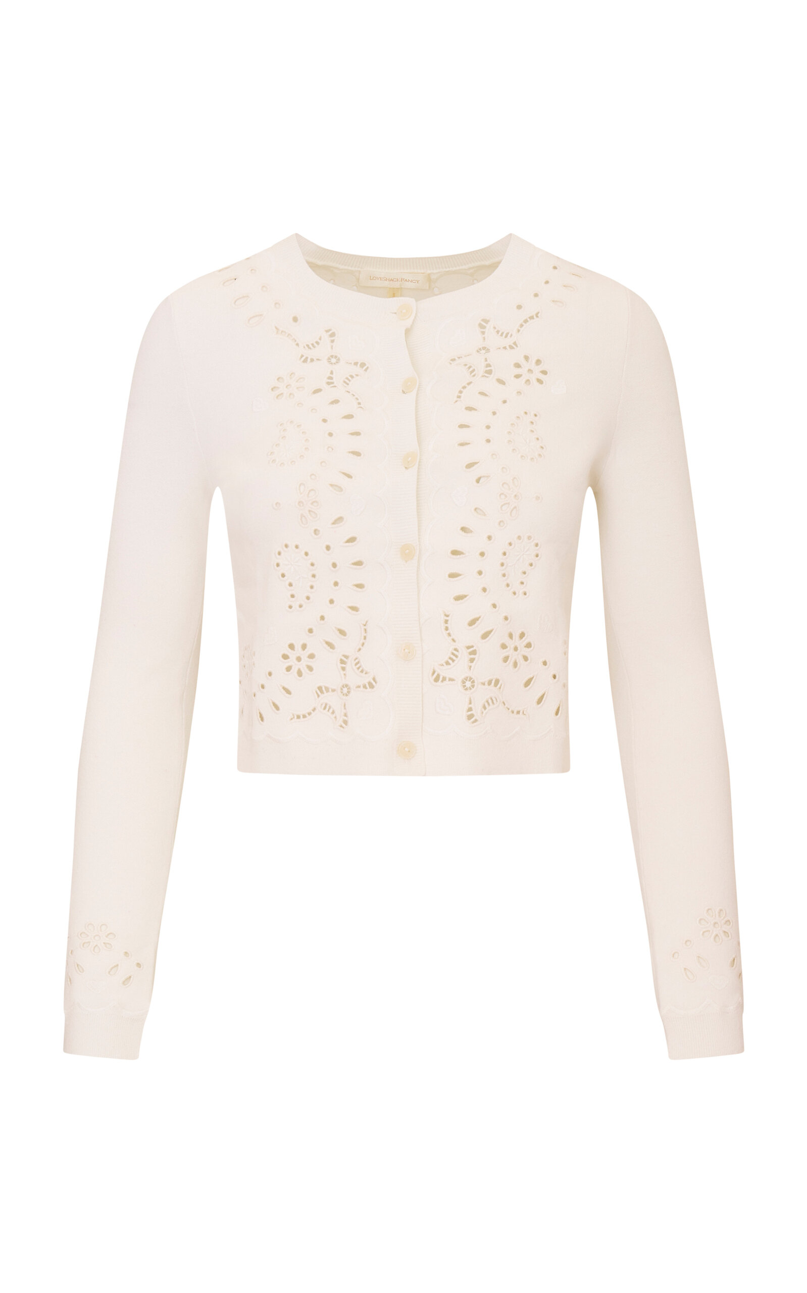 LoveShackFancy Leda Cutout Cardigan - White - XXS